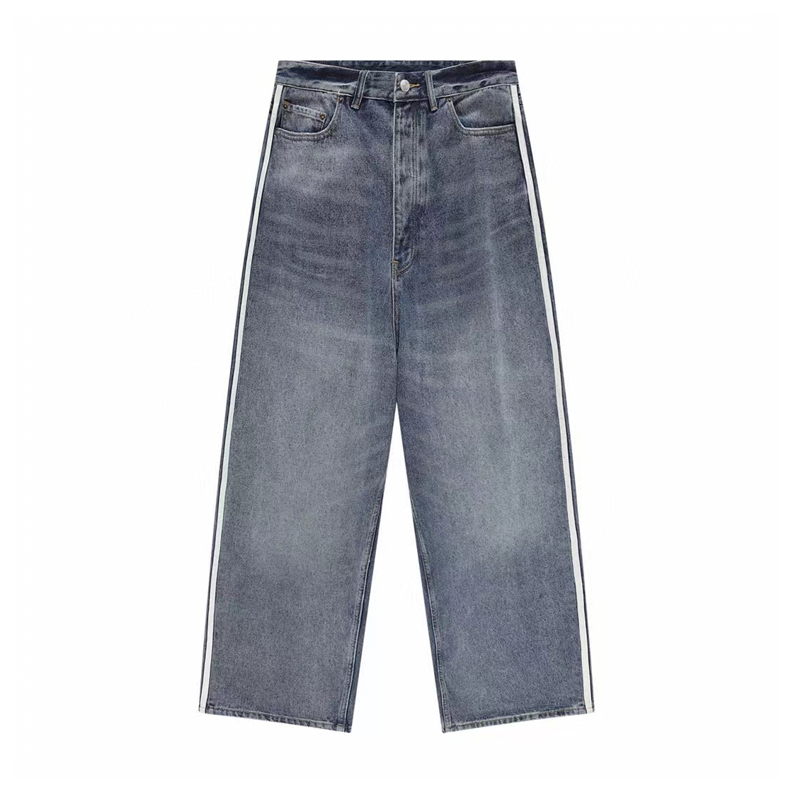 NIGO Balenciaga Men's Autumn Blue Loose Stripe Jeans Pants #nigo97396