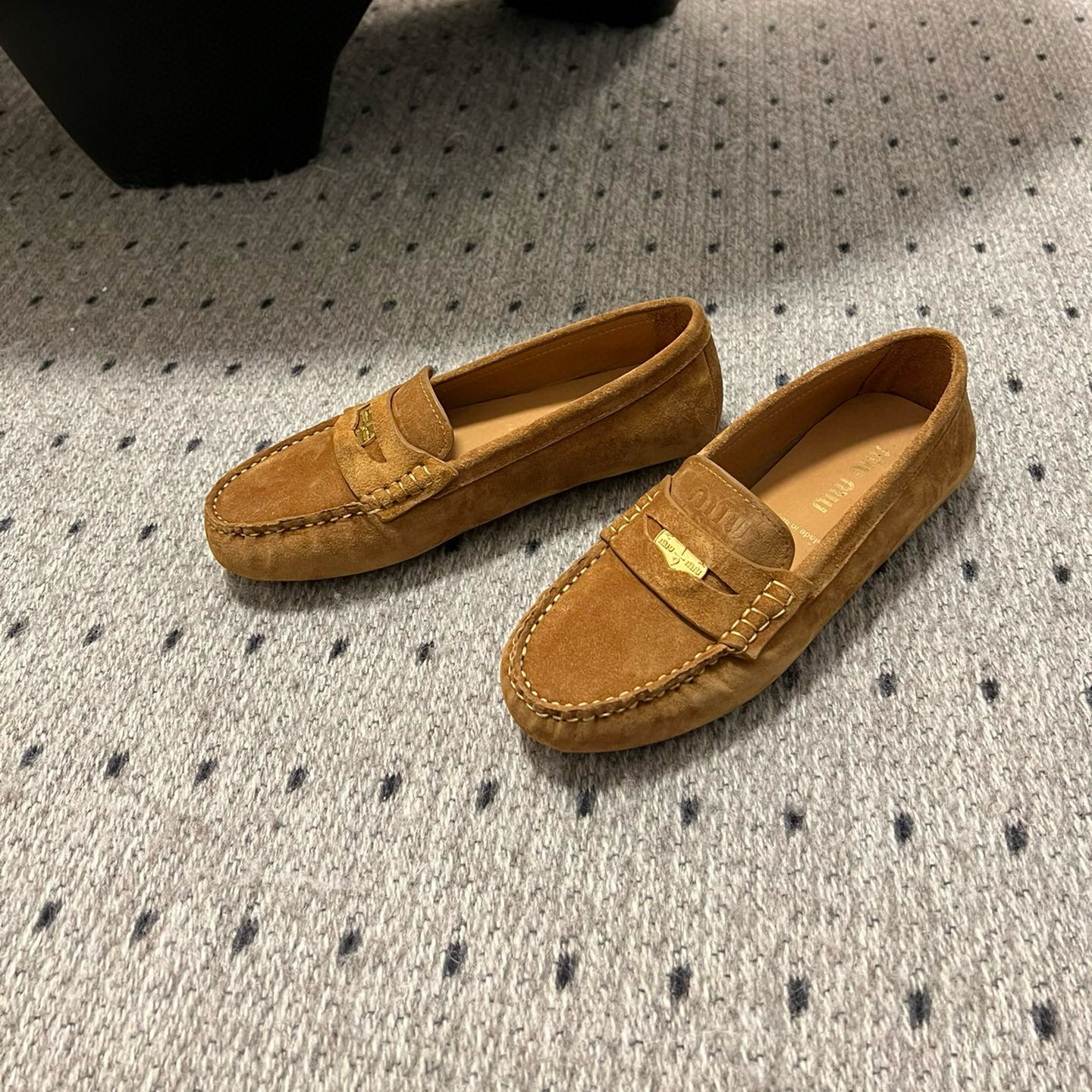 NIGO MiuMiu Women's Suede Leather Low Top Flat Loafers Shoes #nigo97395