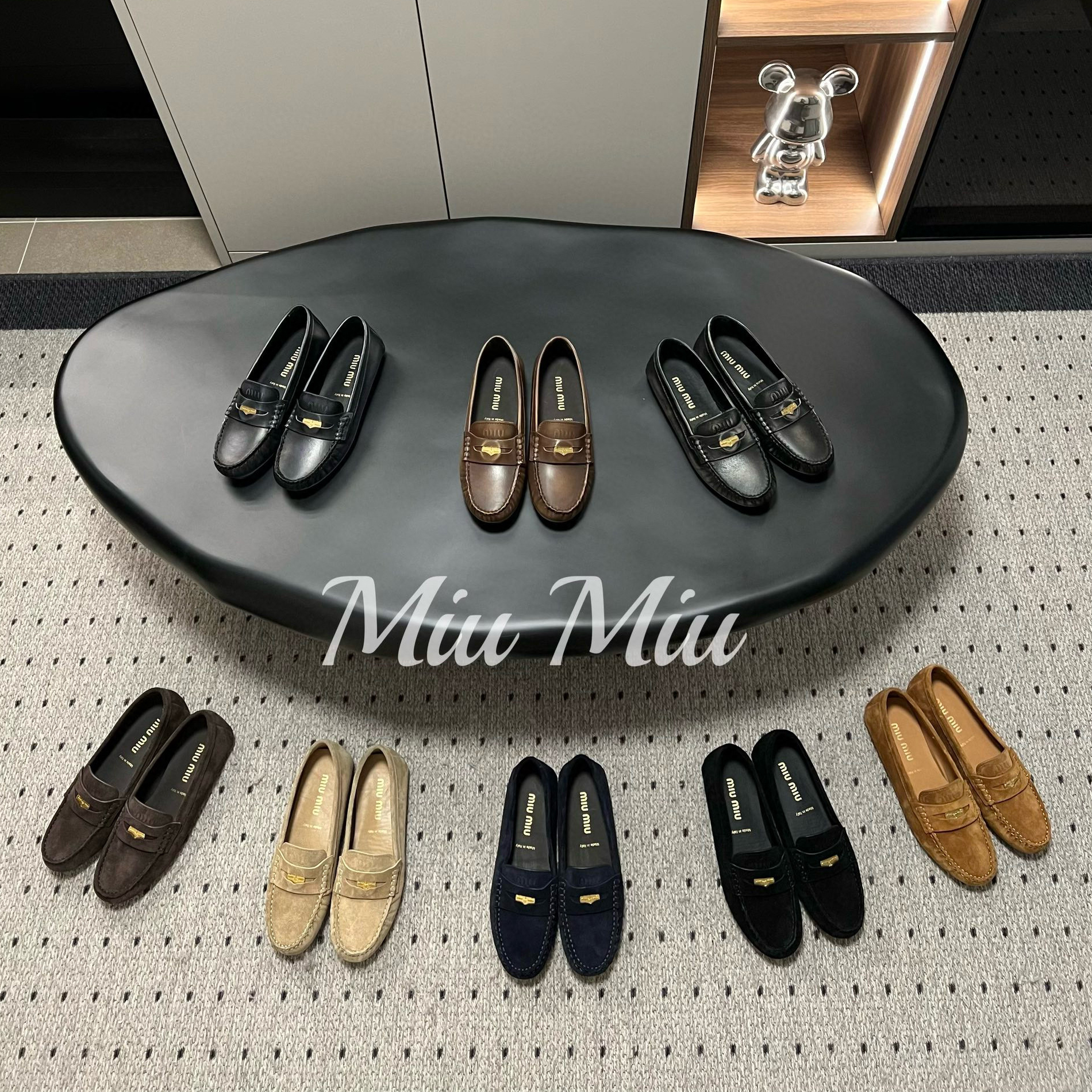 NIGO MiuMiu Women's Suede Leather Low Top Flat Loafers Shoes #nigo97395