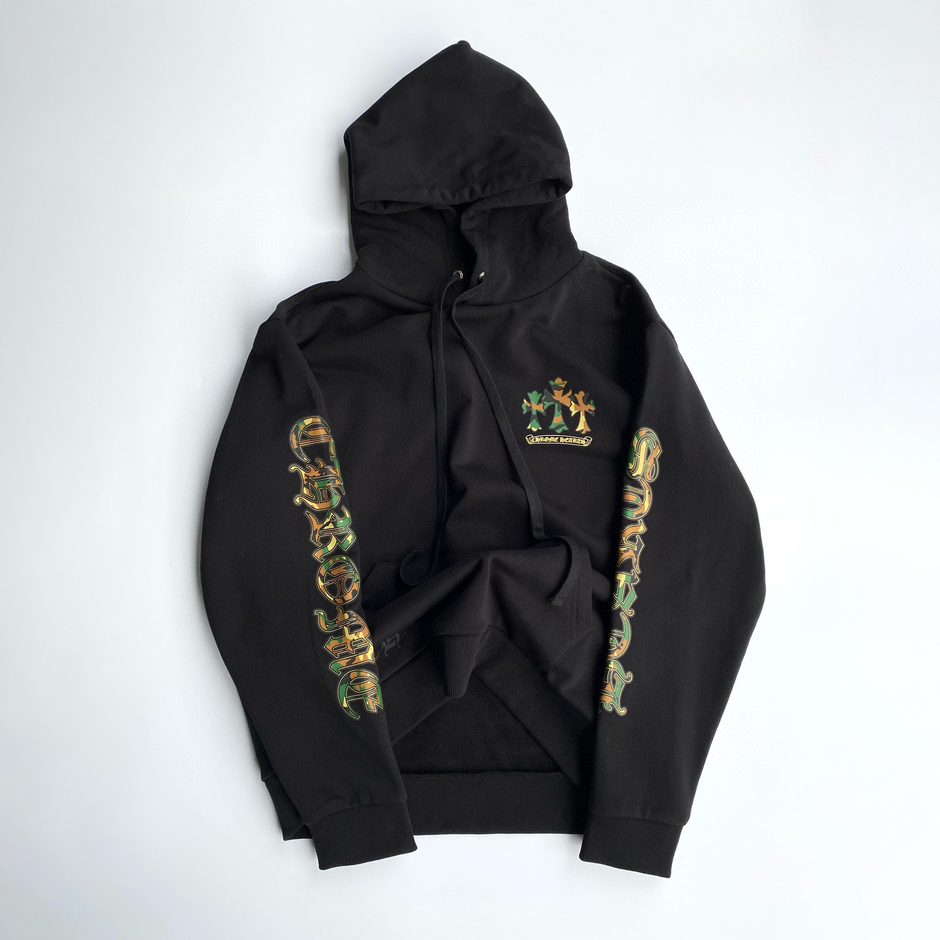 NIGO Chrome Hearts Men's Autumn Black Hooded Sweatshirt Pullover Casual Sweatpants Set Suit #nigo97426