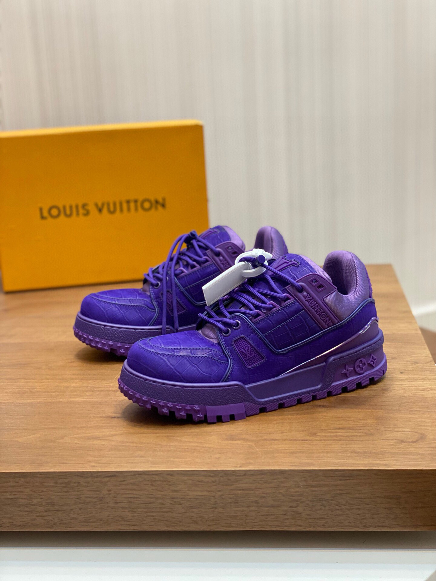 NIGO Louis Vuitton Lv Trainer Men's Low Purple Leather Casual Flat Sneakers #nigo97413