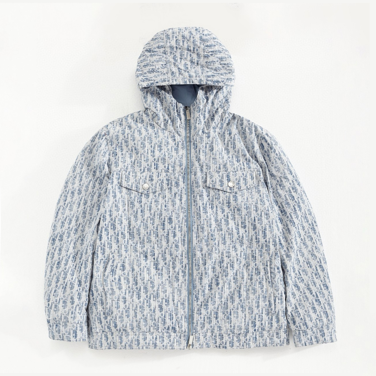 NIGO Dior Men's Winter Logo Full Print Denim Zip Hooded Puffer Down Jacket #nigo97417