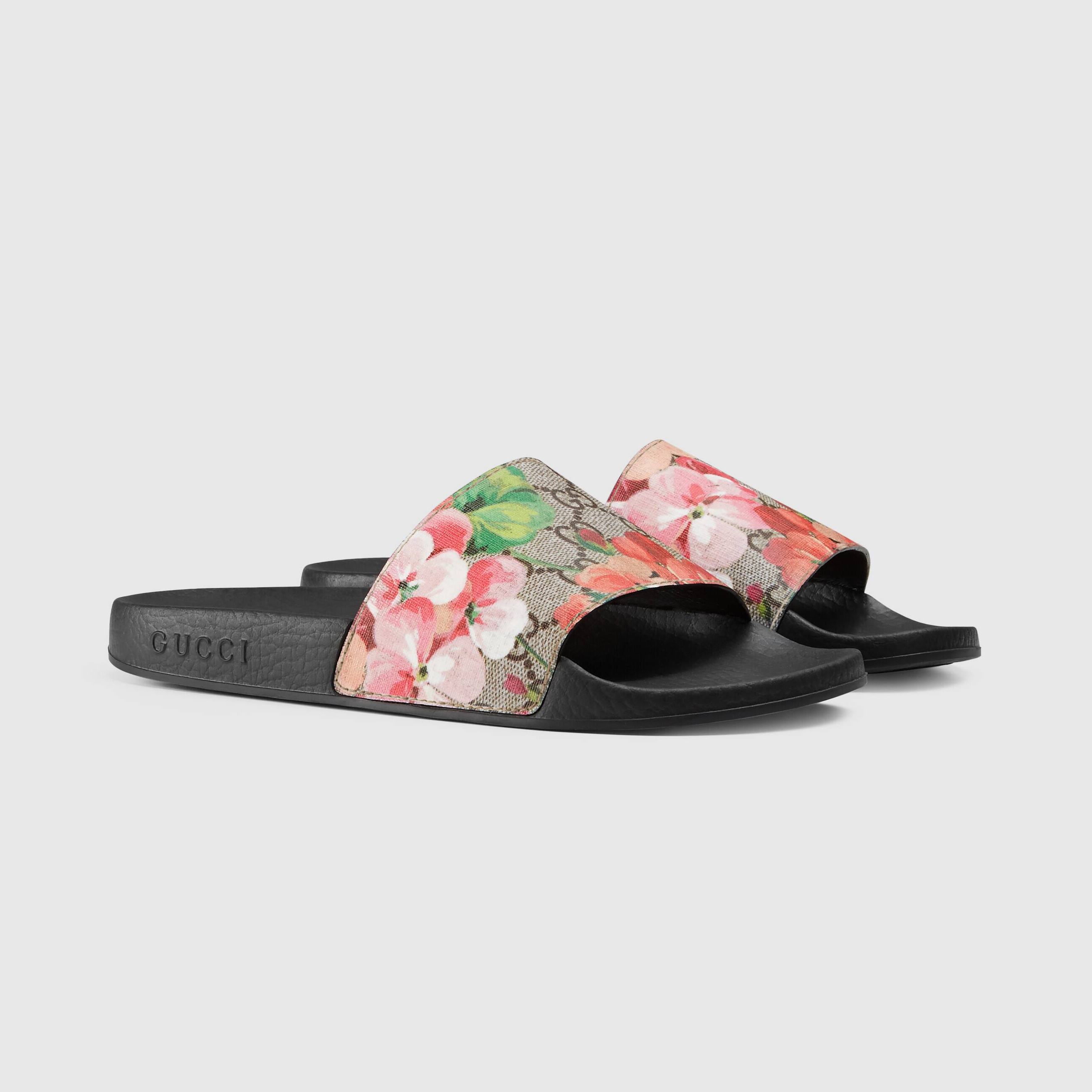 NIGO Gucci GG Blooms Supreme Floral Slide Women's Summer Floral Pattern Printed Leather Sandals Slippers Shoes #nigo97445