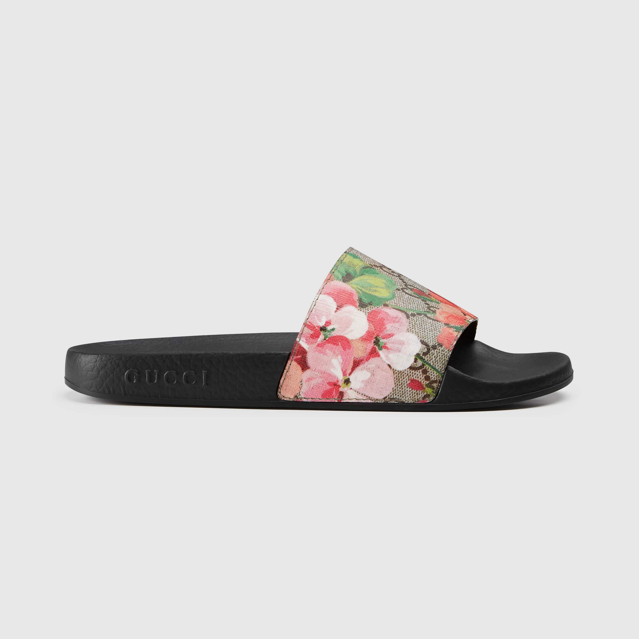 NIGO Gucci GG Blooms Supreme Floral Slide Women's Summer Floral Pattern Printed Leather Sandals Slippers Shoes #nigo97445