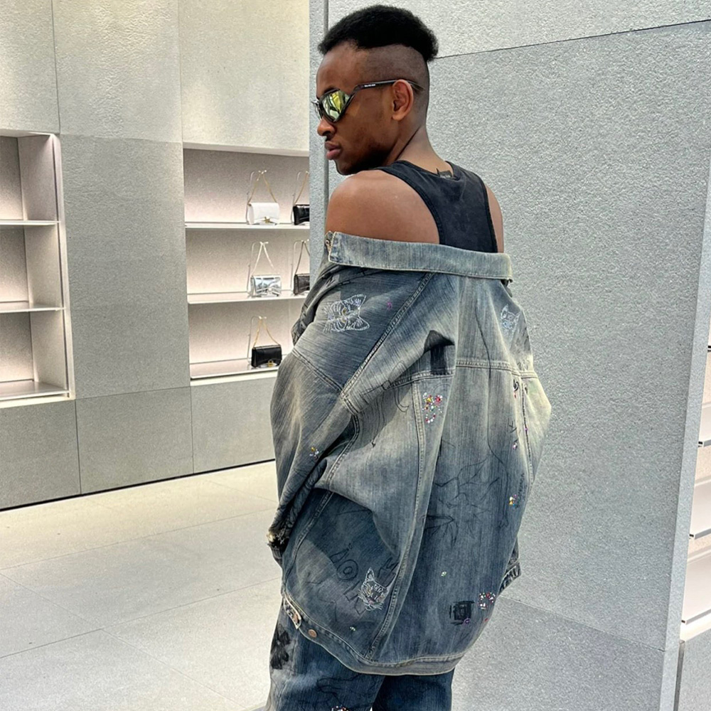 NIGO Balenciaga Men's Autumn And Winter High Street Graffiti Printed Loose Fitting Denim Jacket With Button Up Collar Ngvp #nigo7258