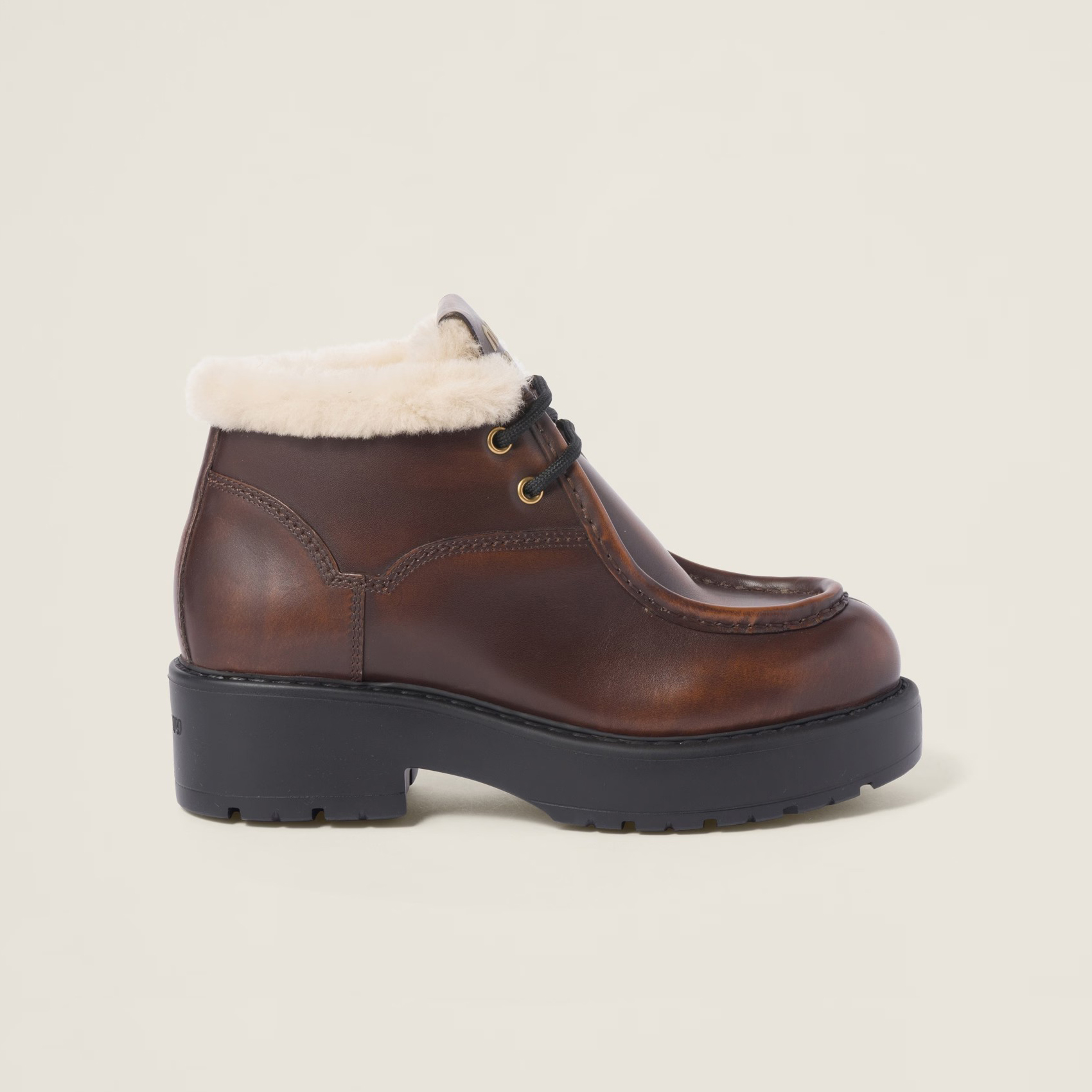 NIGO MiuMiu Women's Autumn And Winter Warm Wool British Style Lace-up Highbang Loafers Shoes #nigo97428