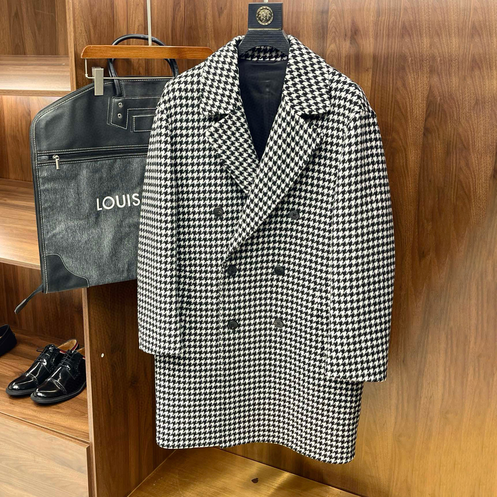 NIGO Louis Vuitton Men's Winter Double Breasted Wool Coat Jacket With Chiffon Check Pattern #nigo97437