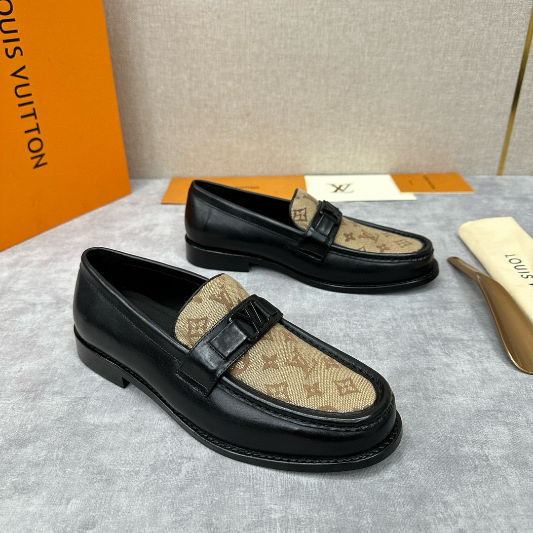 NIGO Louis Vuitton Men's Monogrammed Tech Fabric With Leather Fabric Loafers Shoes #nigo97458