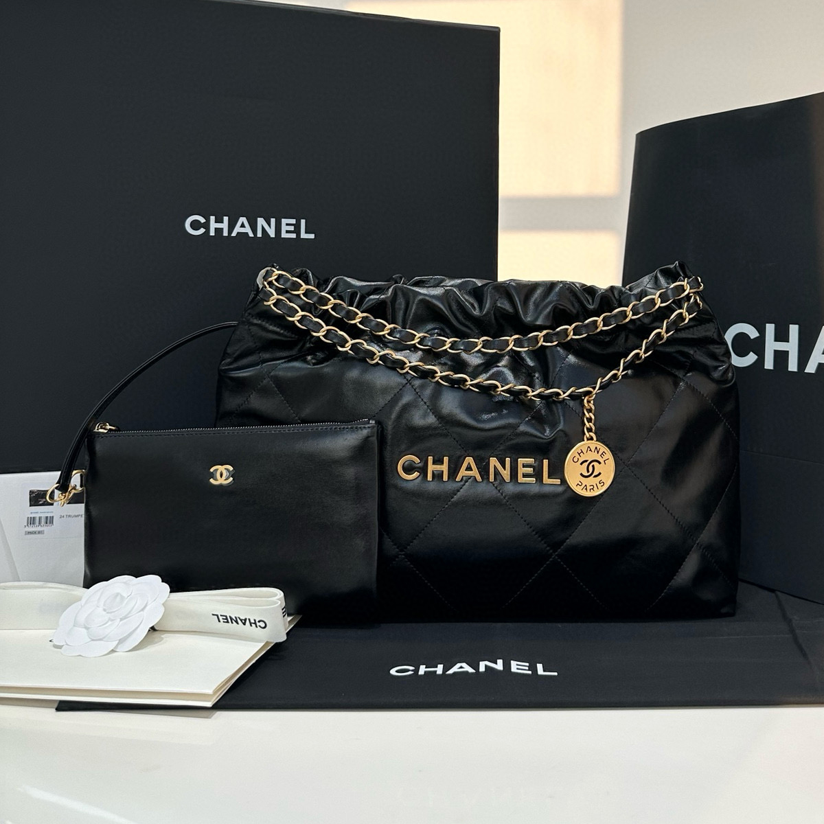 NIGO Chanel Diamond Double Chain Drawstring Shopping Bag Tote #nigo97446