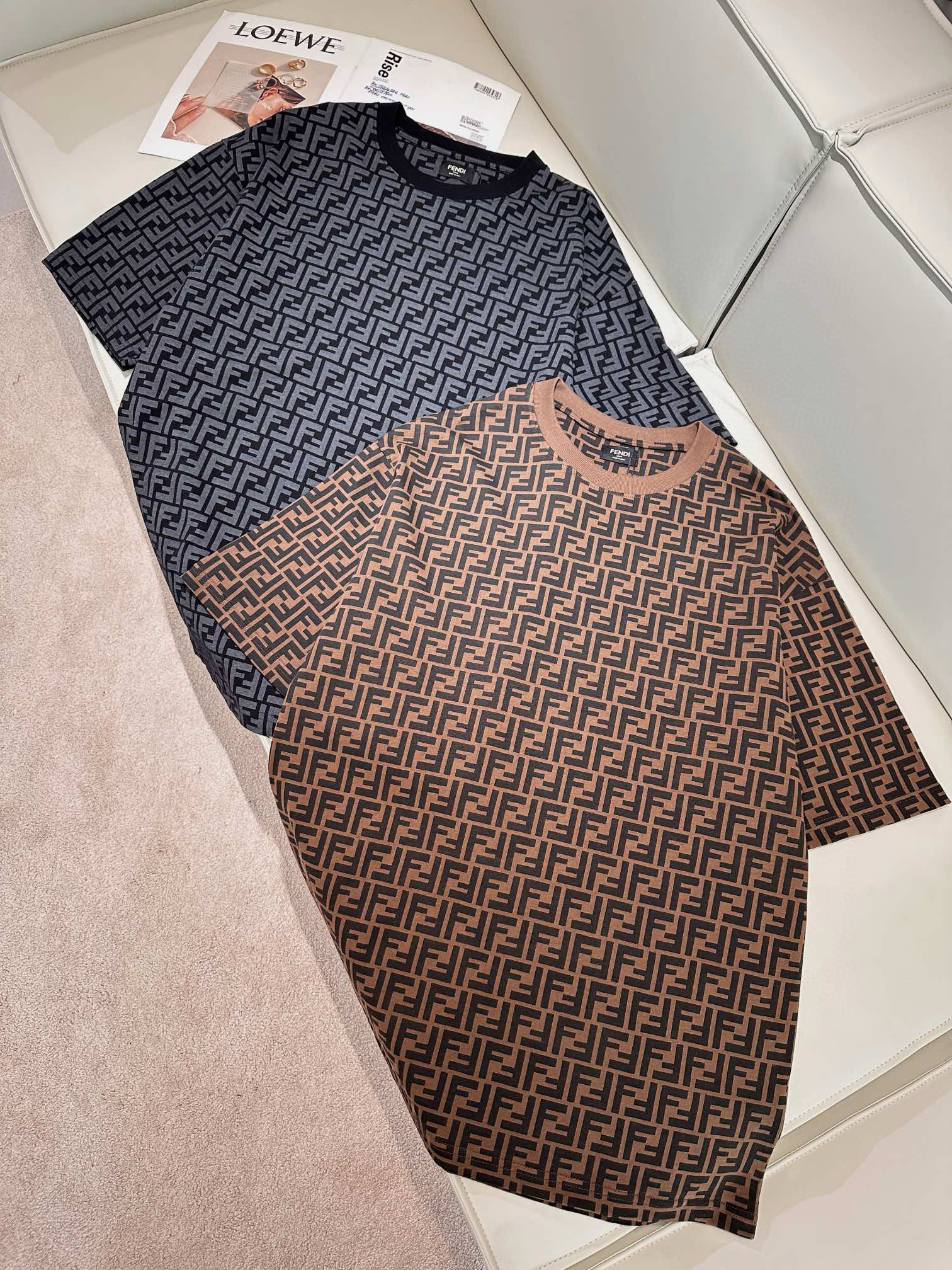 NIGO Fendi Men's Summer Full Logo Printed Round Neck Cotton Short Sleeve T-Shirt #nigo97455