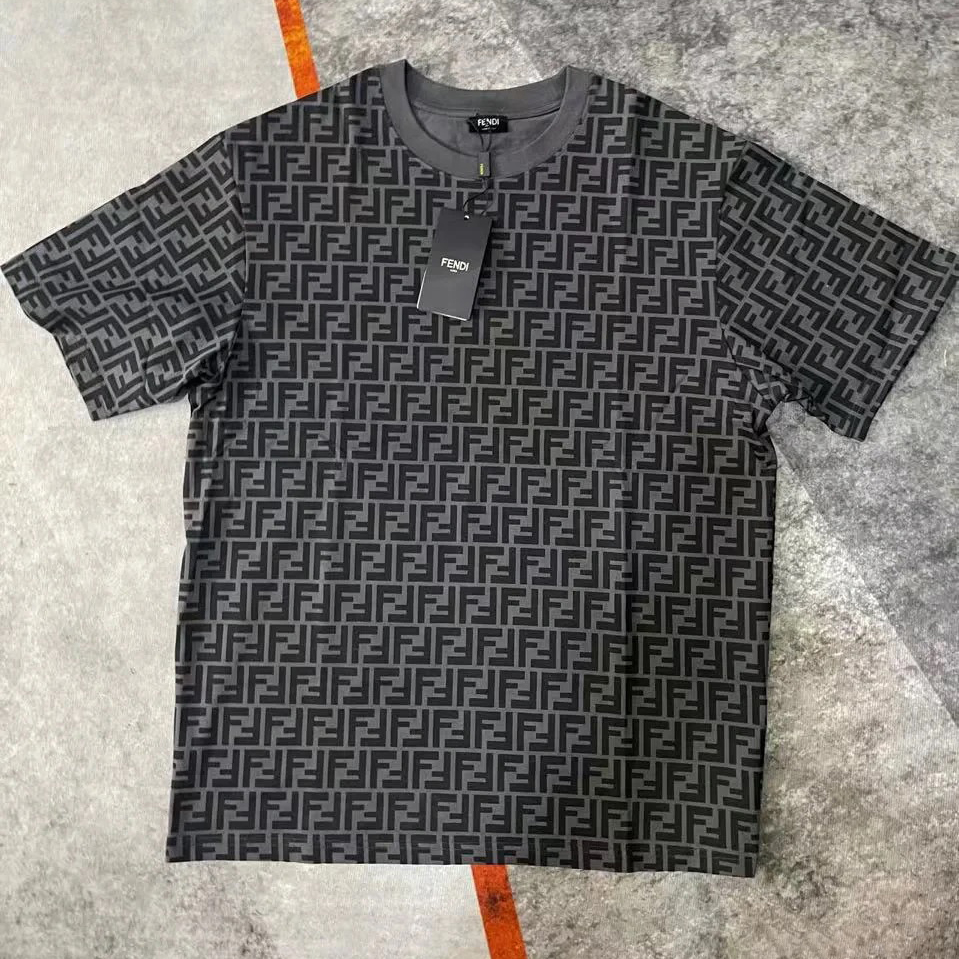 NIGO Fendi Men's Summer Full Logo Printed Round Neck Cotton Short Sleeve T-Shirt #nigo97455