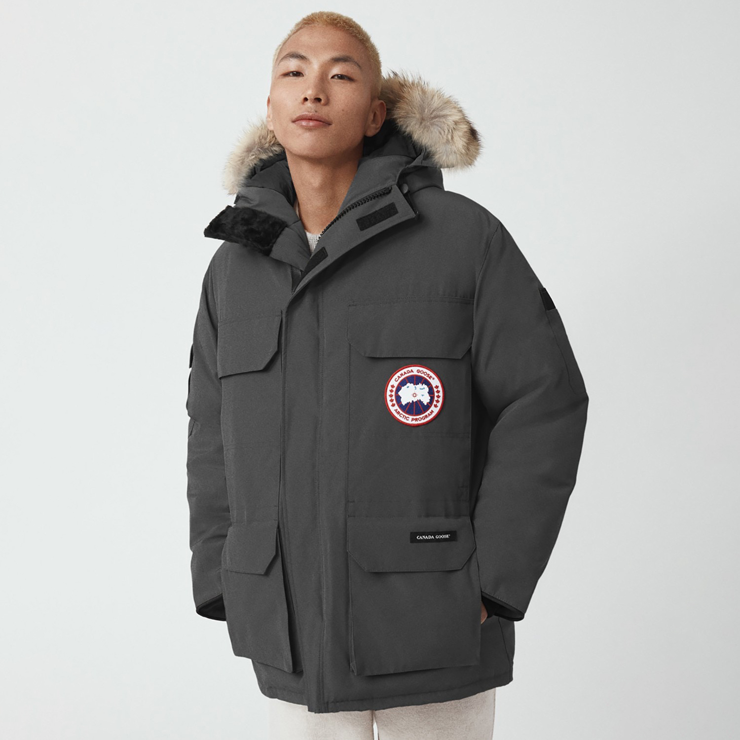 NIGO Canada Goose Men's Winter Solid Colour Velcro Zip Hooded Puffer Down Jacket #nigo97487