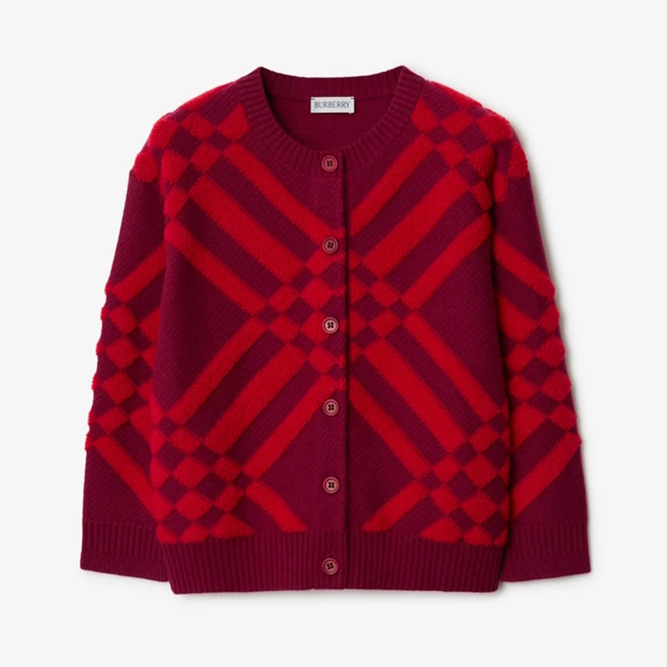 NIGO Burberry Kid's Fall And Winter Color Blocking Plaid Wool Cashmere Blend Single-Breasted Long-Sleeved Fitted Knitted Cardigan #nigo31228