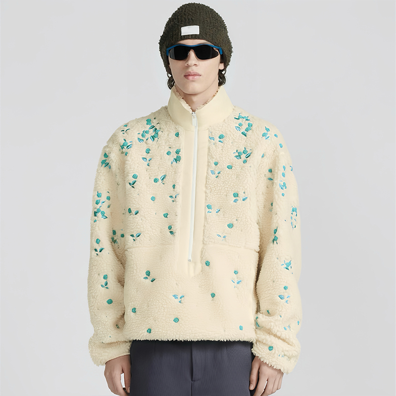 NIGO Dior Men's Fall And Winter Fashion Trend Casual Loose Embroidery Half-zipper Stand-up Collar Jacket Coat Ngvp #nigo7351