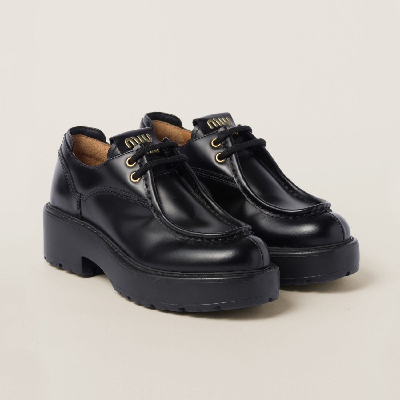 NIGO MiuMiu Women's New Autumn/Winter Logo Leather Strappy Loafers Shoes #nigo97521