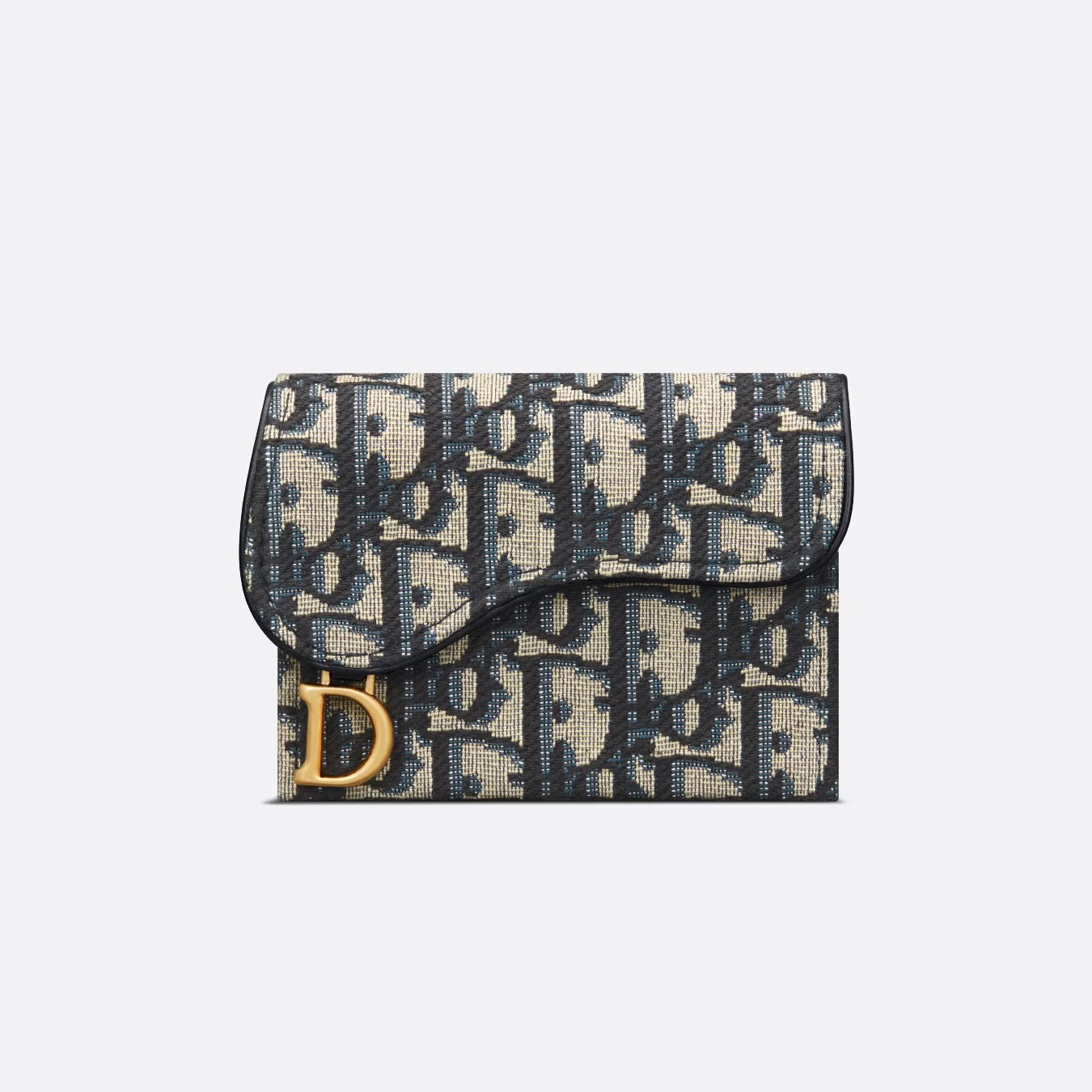 NIGO Dior Women's Canvas Full Logo Printed Blue Five Compartment Card Case Coin Purse Bag #nigo97496