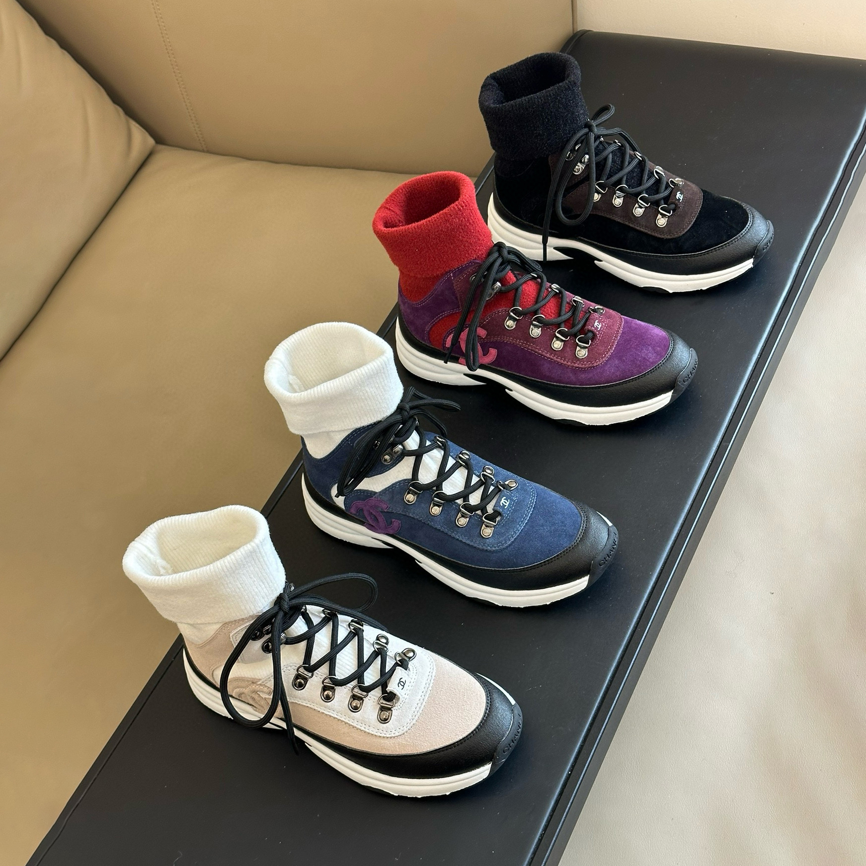 Chanel Women's Autumn and Winter Wool Sock Tube Sneakers Shoes #nigo97523