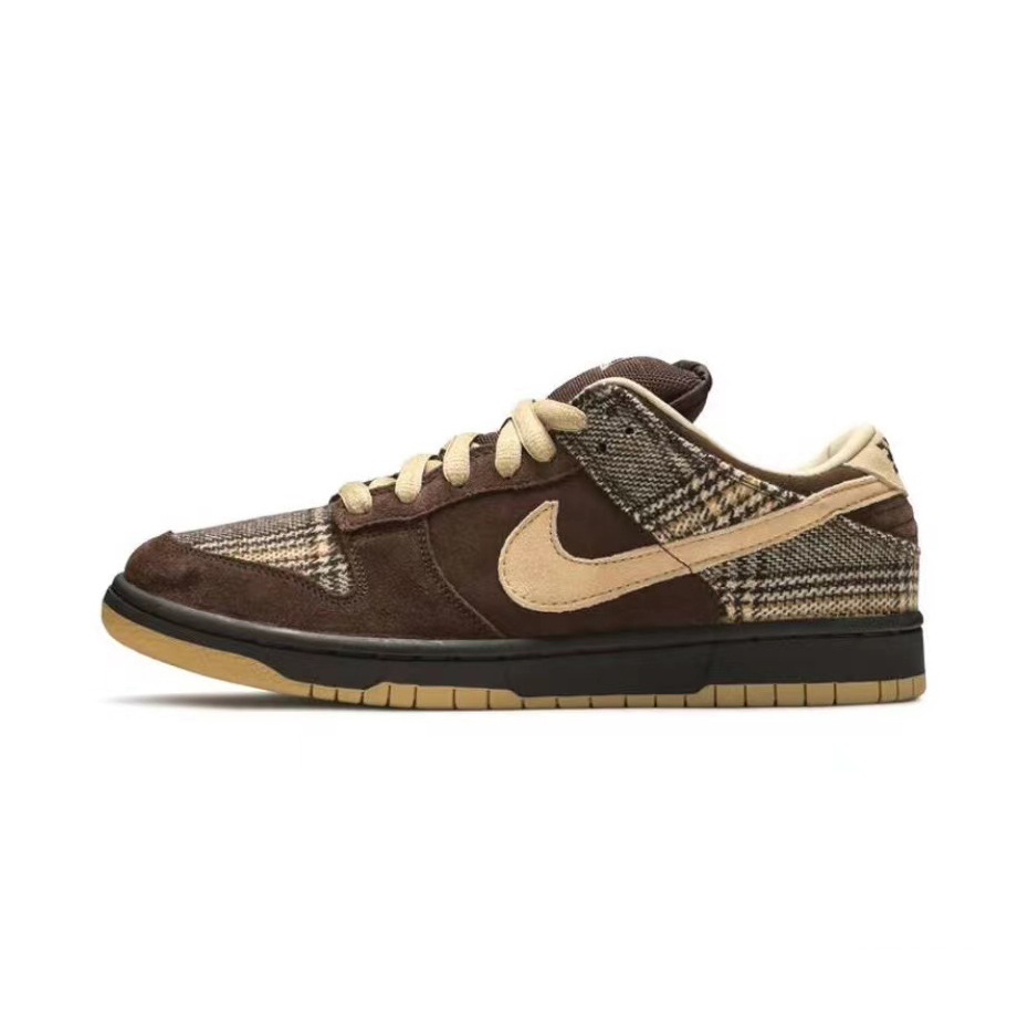 NIGO Nike Dunk SB Low Tweed Men's Brown Suede Low Top Board Shoes #nigo97556