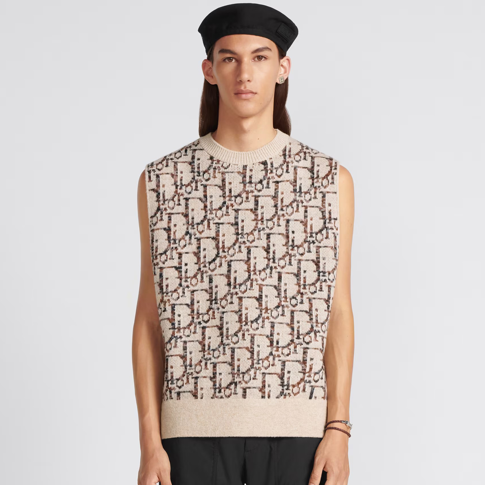 NIGO Dior Men's Summer Logo Jacquard Crew Neck Oblique Sleeveless Sweater knitted Vest #nigo97554