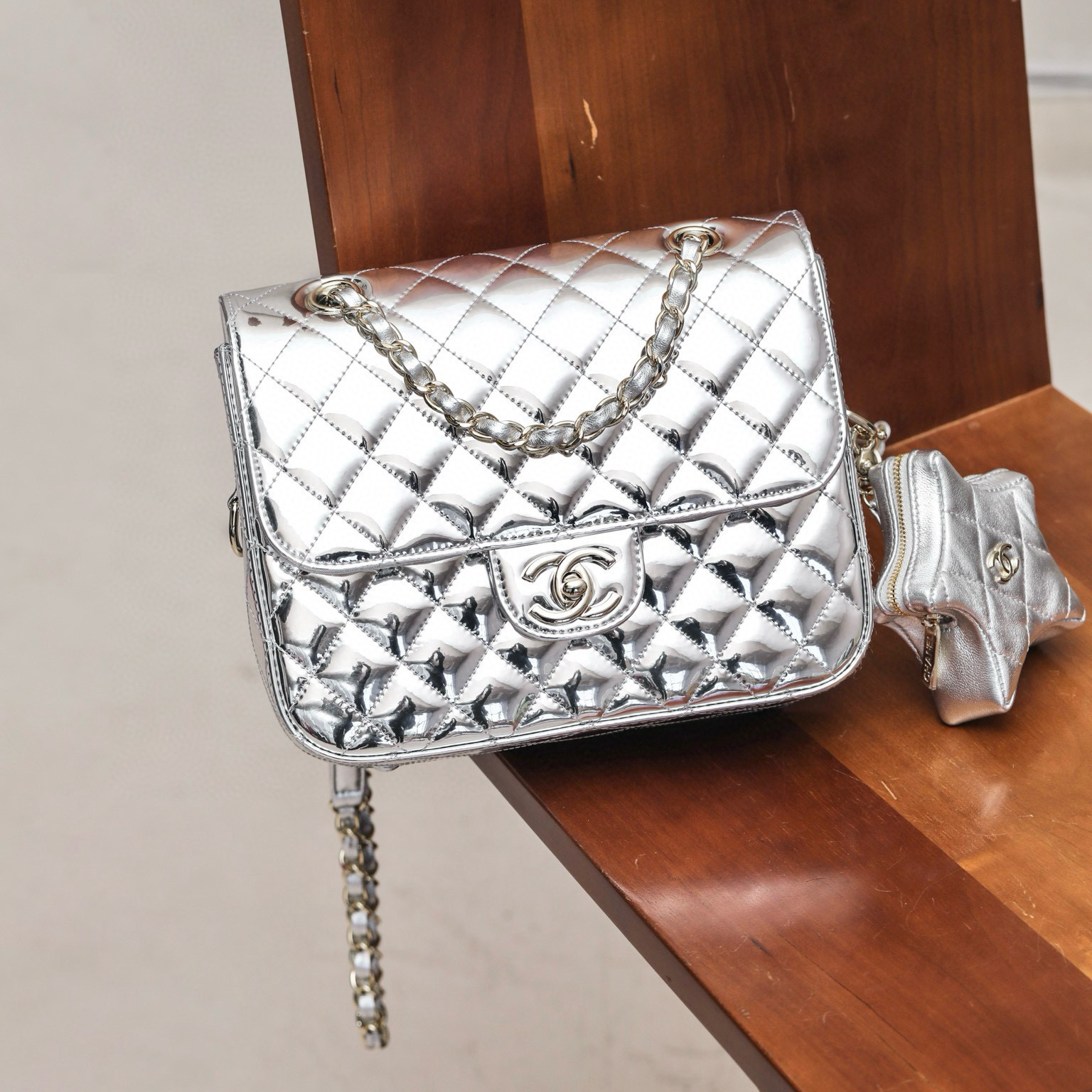 NIGO Chanel Ladies Chain Leather Backpack Star Coin Purse Handbag Bag Bags #nigo97572