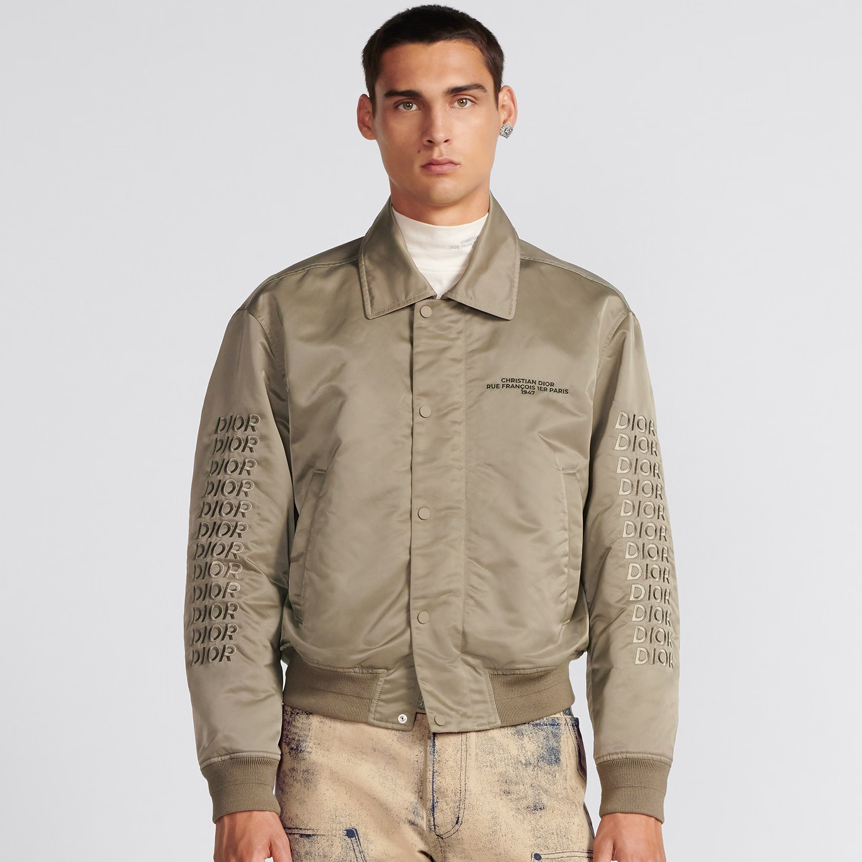 NIGO Dior Men's Autumn Solid Colour Lapel Zip Cotton Aviator Long Sleeve Jacket #nigo97565