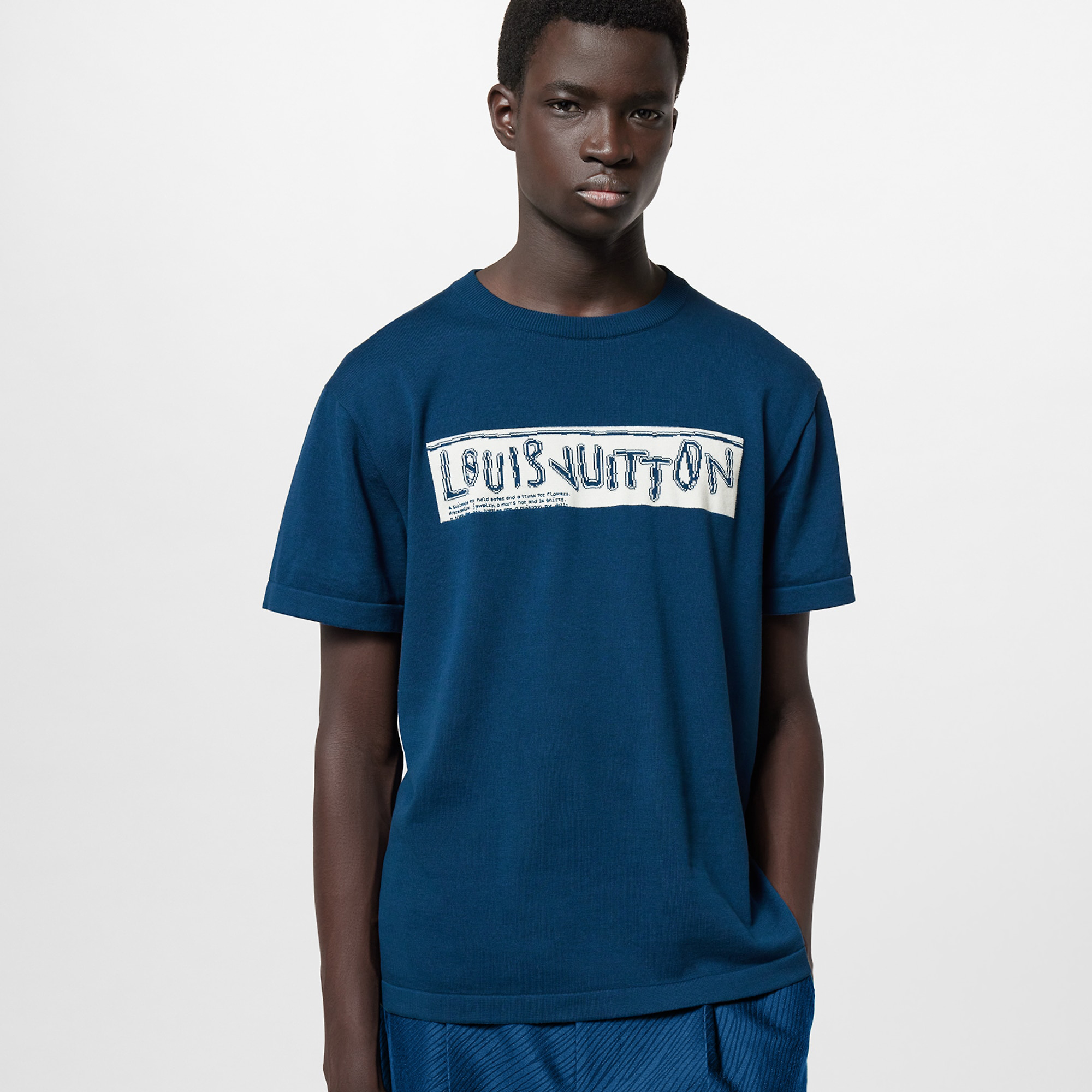 NIGO Louis Vuitton Men's Summer Blue Letter Print Round Neck Short-Sleeved Cotton Crewneck T-Shirt #nigo97585