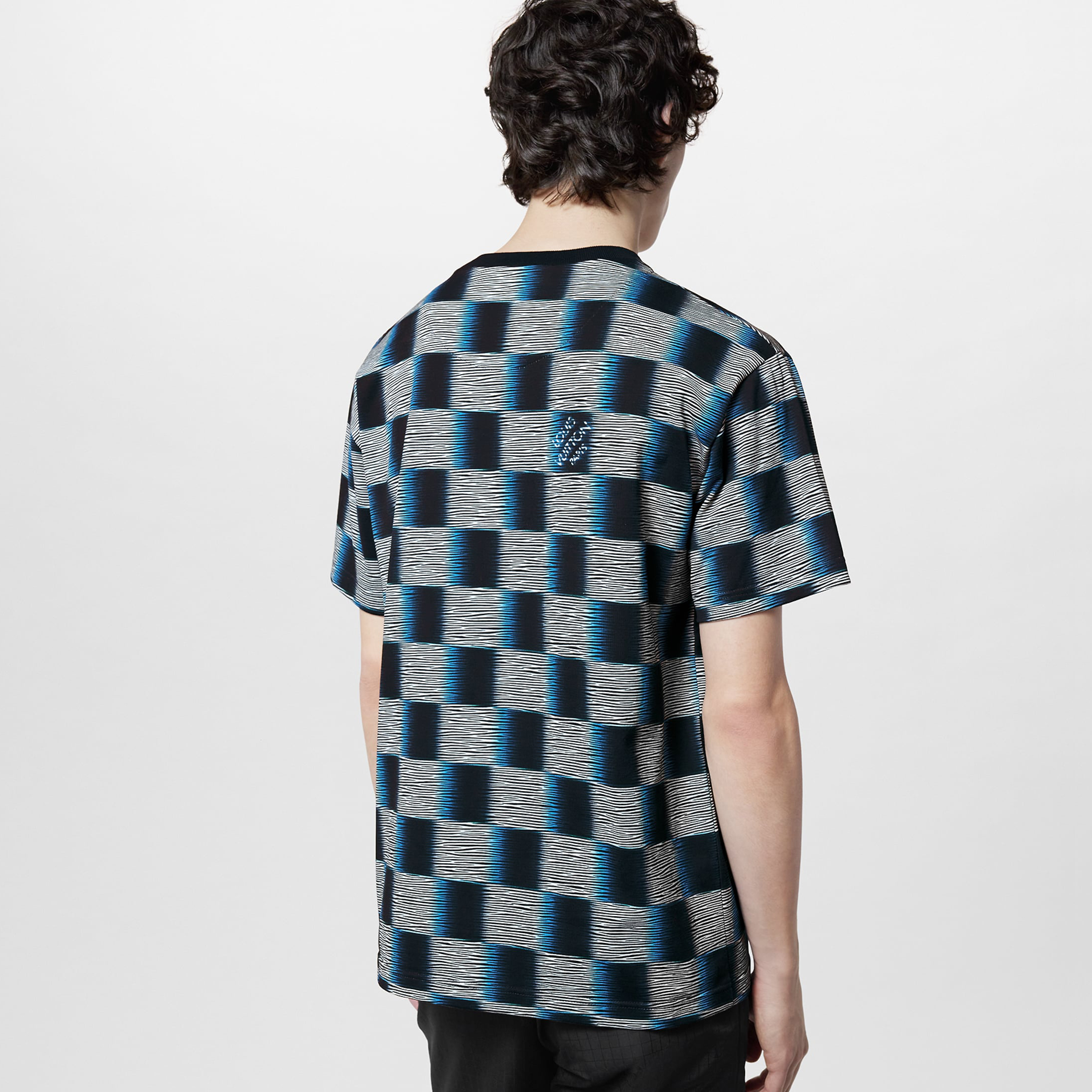 NIGO Louis Vuitton Men's Summer Damier Short-Sleeved Cotton T-Shirt With Checkerboard Print in Blue #nigo97584