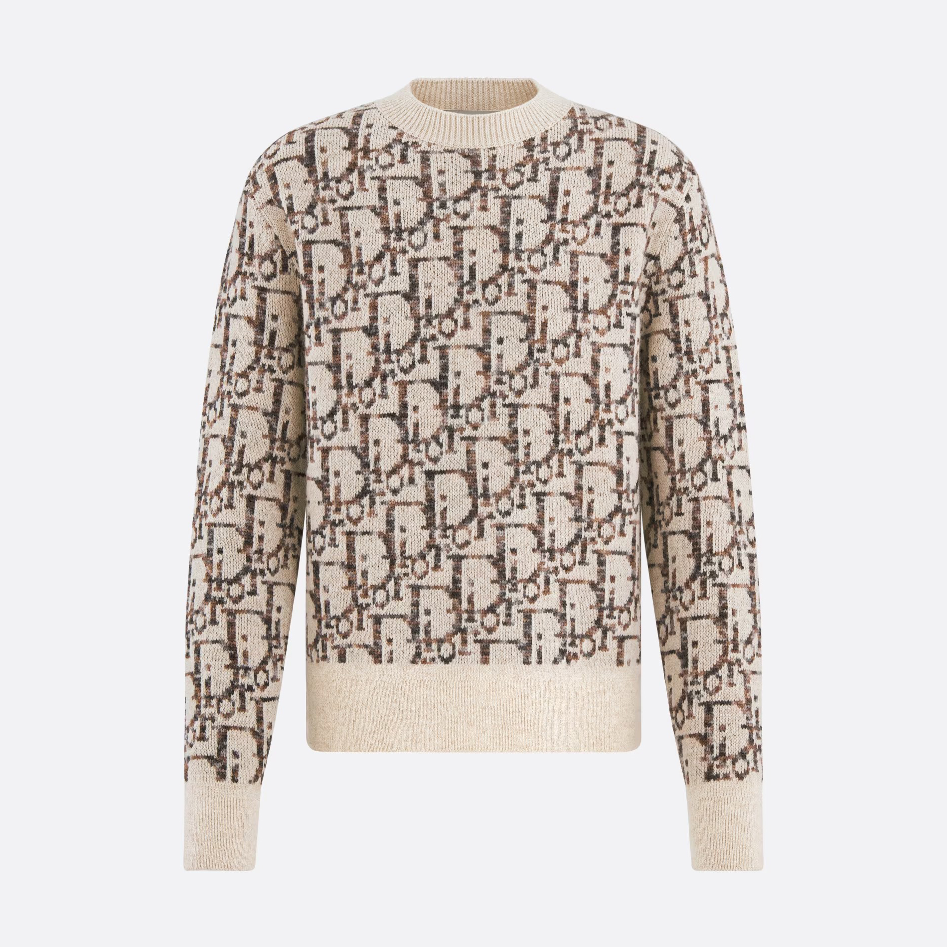 NIGO Dior Men's Beige Letter Knit Crew Neck Pullover Long Sleeve Sweater #nigo97589
