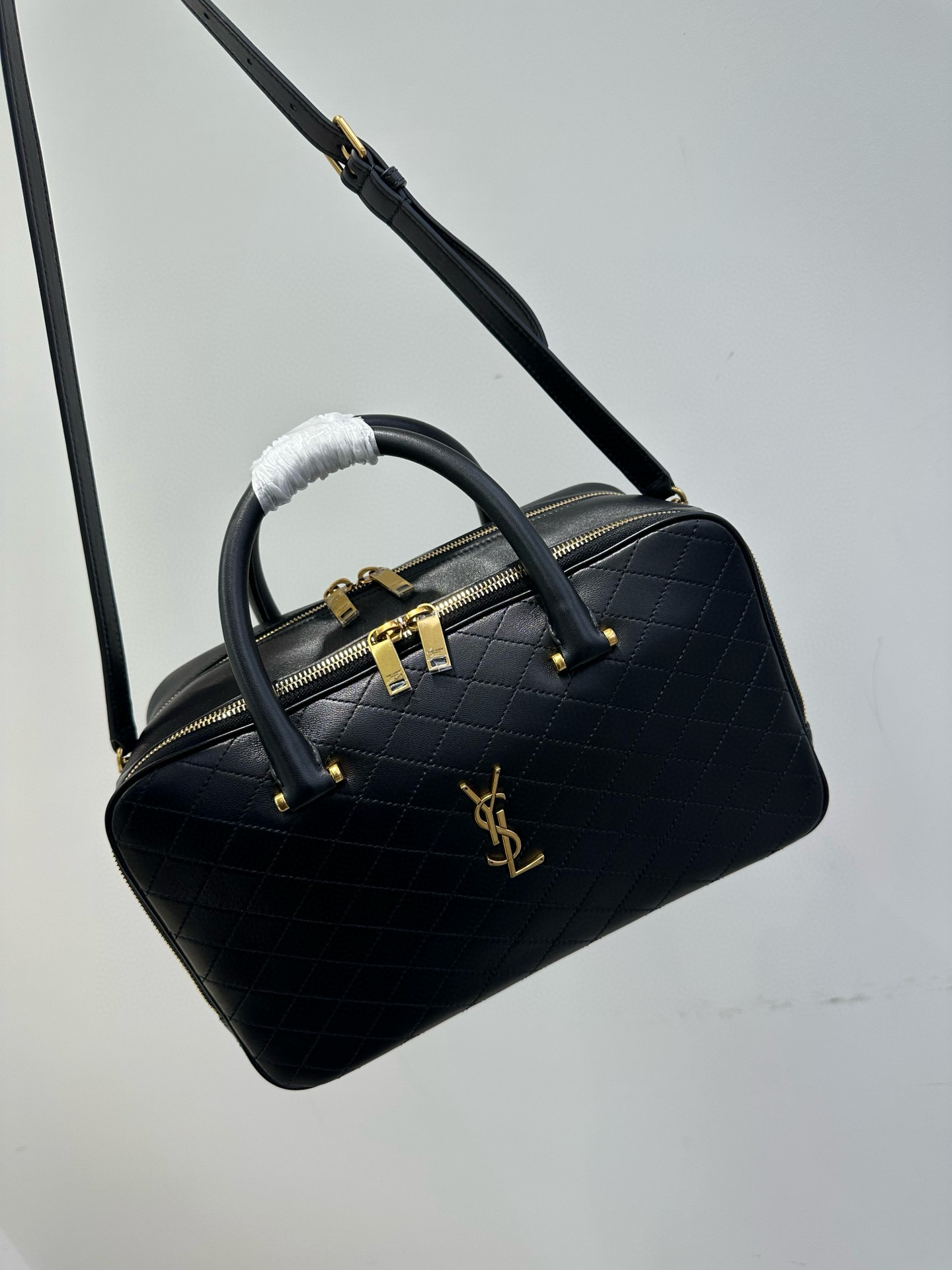 NIGO SAINT LAURENT Women's Black Double Zip Black Tote Travelling Shoulder Bag Bags #nigo97616