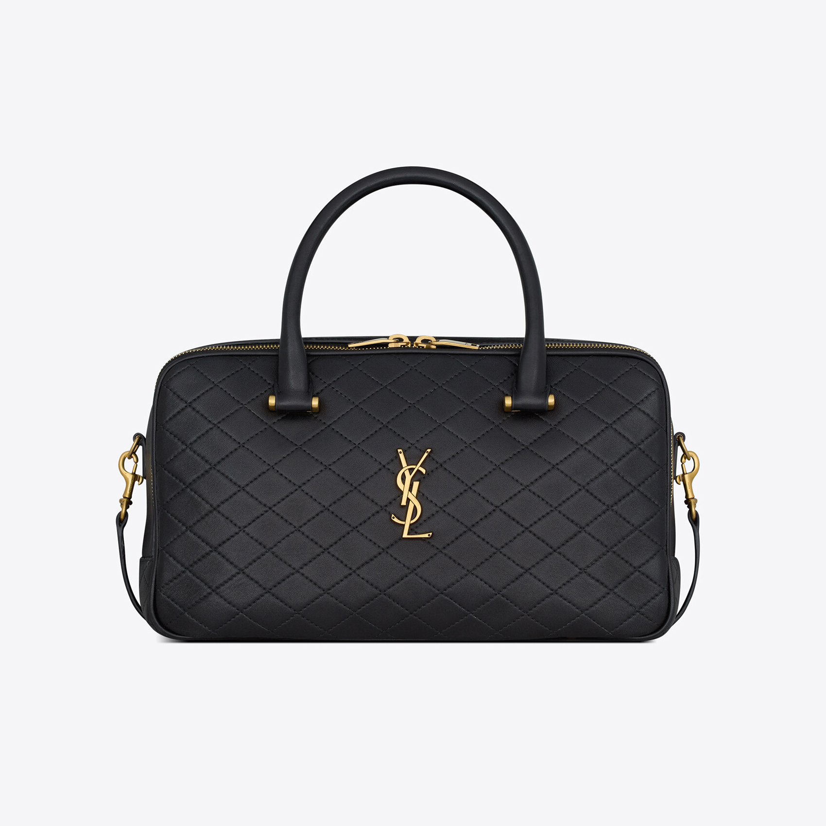 NIGO SAINT LAURENT Women's Black Double Zip Black Tote Travelling Shoulder Bag Bags #nigo97616