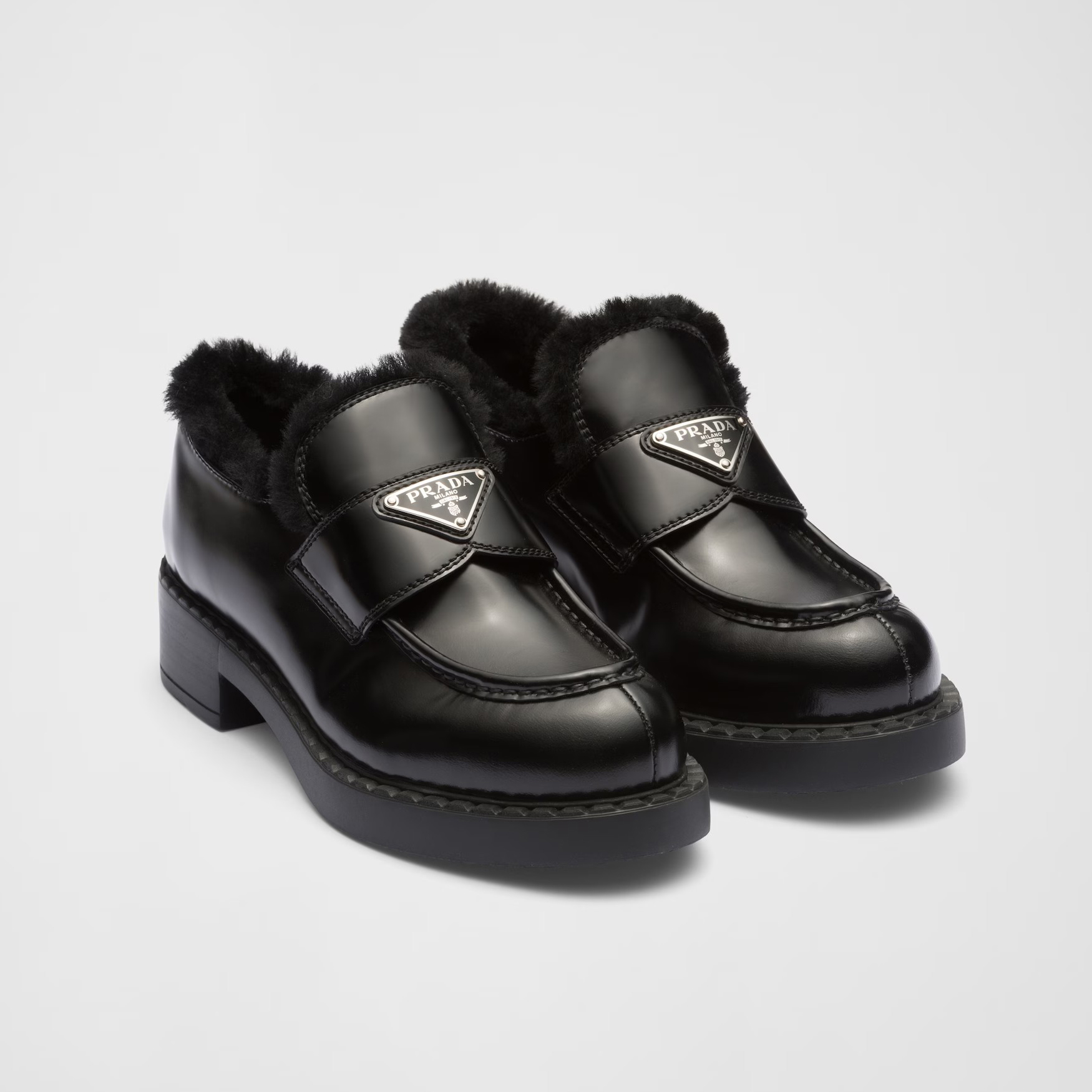 NIGO Prada Women's Cowhide Leather Upper Wool Lining Low Top Brushed Leather Loafers Shoes #nigo97617