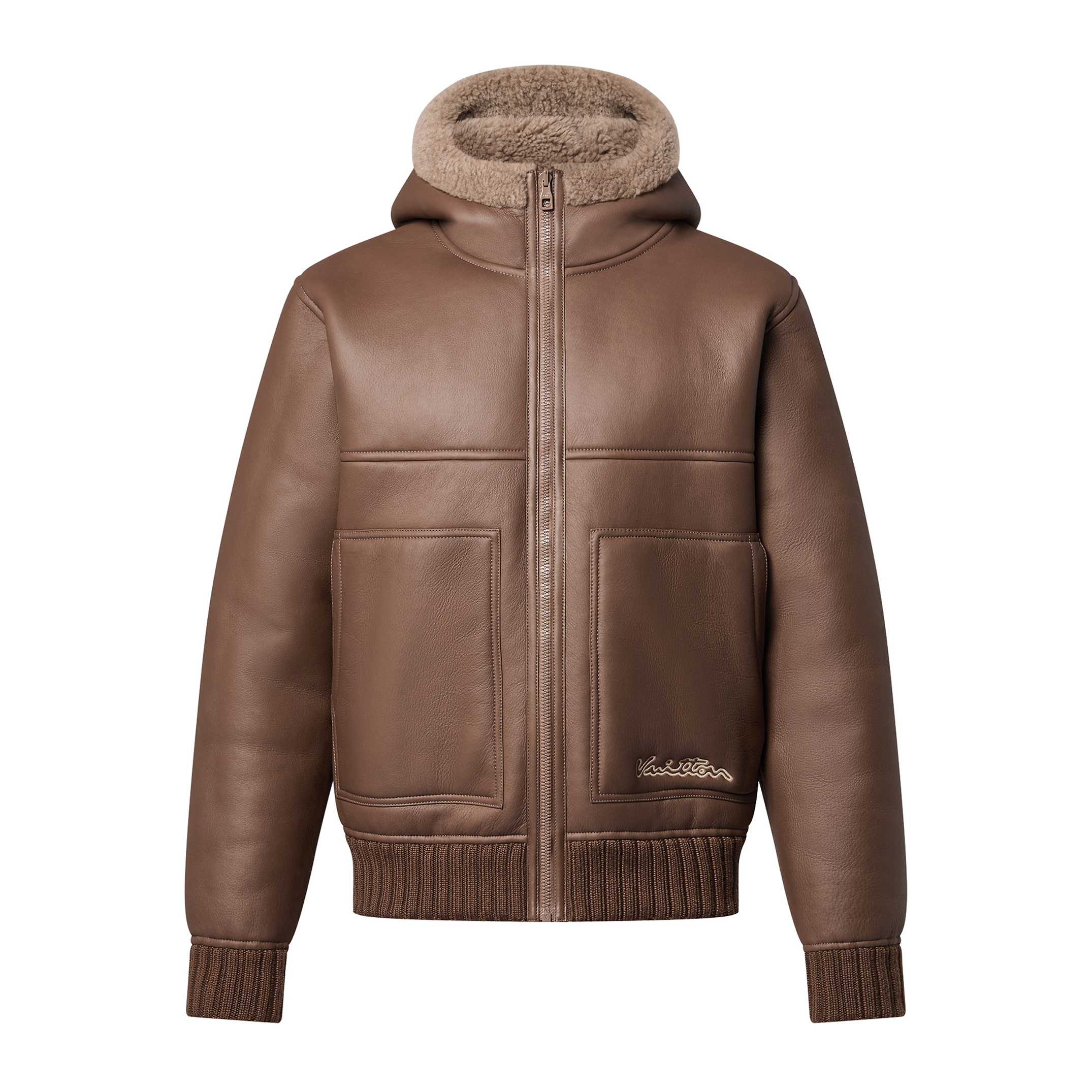 NIGO Louis Vuitton Men's Winter Reversible Shearling Hooded Blouson Zip Long Sleeve Jacket #nigo97639