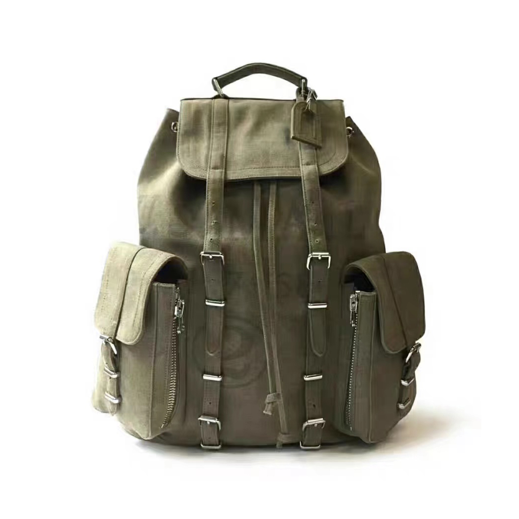 NIGO Men's Green Vintage Aged Canvas Casual Shoulder Bag Backpack Rucksack #nigo97627