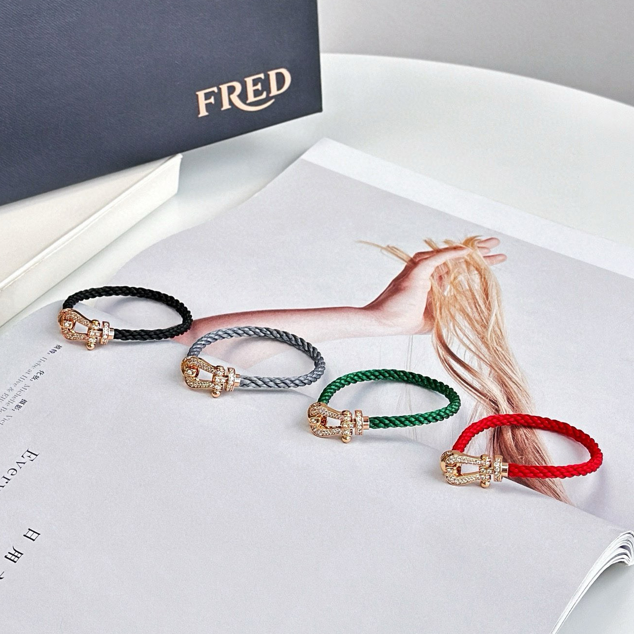 NIGO Fred Force 10 Horseshoe Clasp Rose Gold Rhinestone Bracelet Jewellery #nigo97628