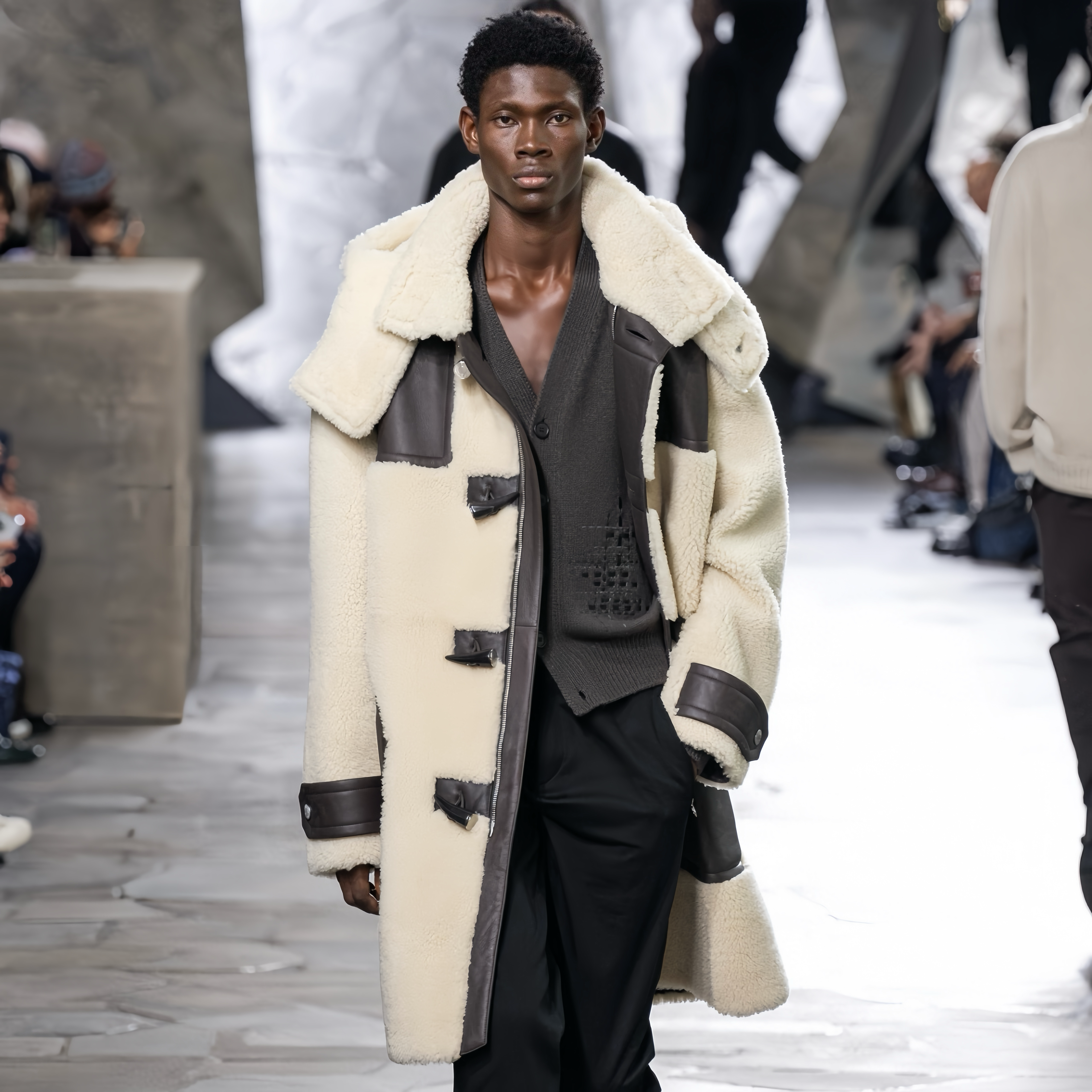 NIGO Hermes Men's Fall And Winter Long Multi-Pocket Shearling Fur Zipper Loose Casual Jacket Removable Hooded Coat Ngvp #nigo7411