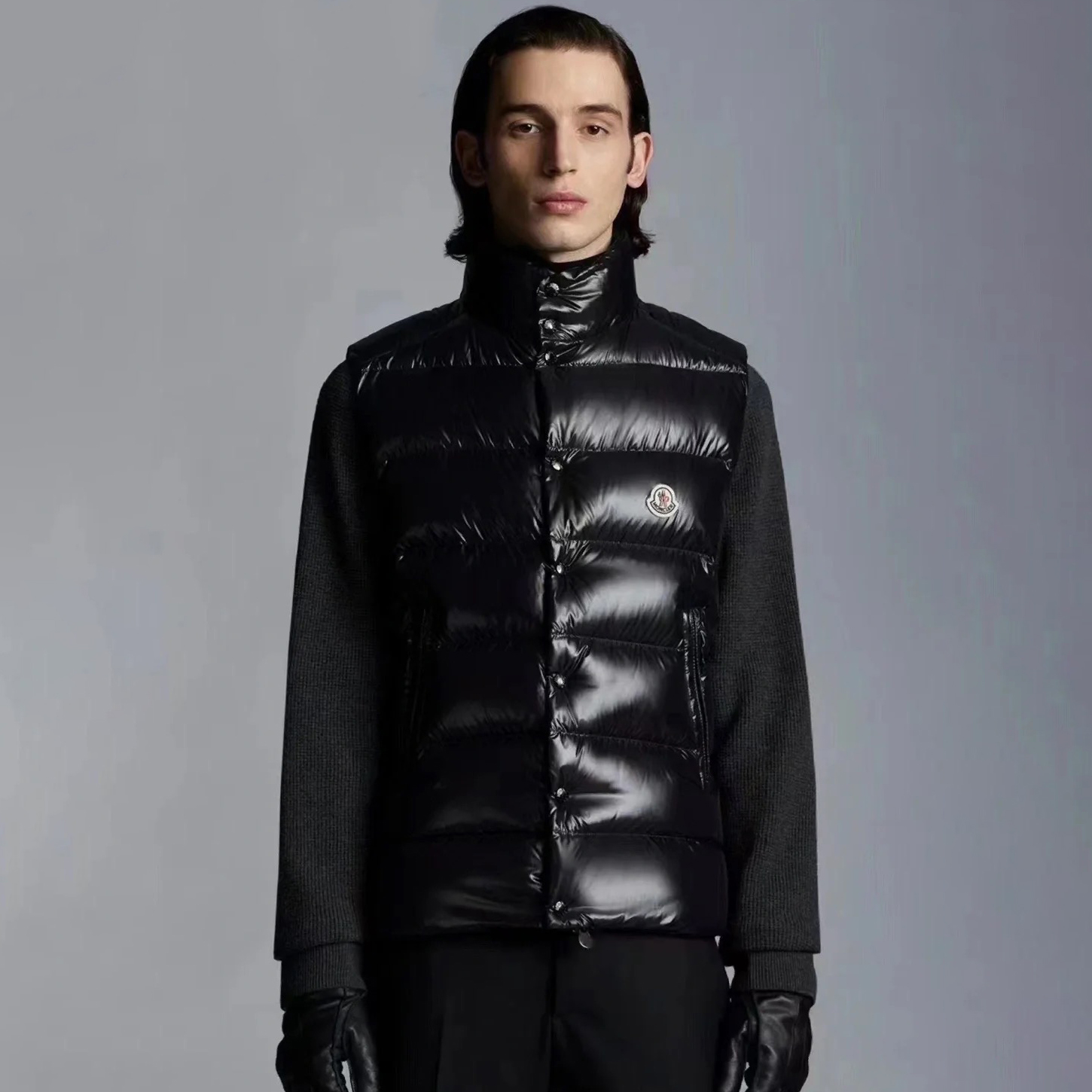 NIGO Moncler Men's Winter Black Solid Colour Logo Label Zip Hooded Down Short Waistcoat Vest #nigo97646