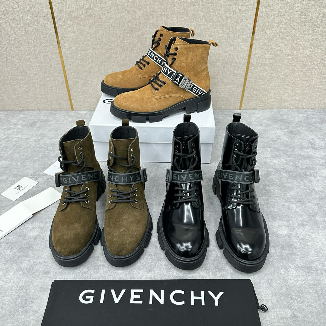 NIGO Givenchy Men's Winter Shiny Leather Brushed Cowhide High Top Boots Shoes #nigo97652