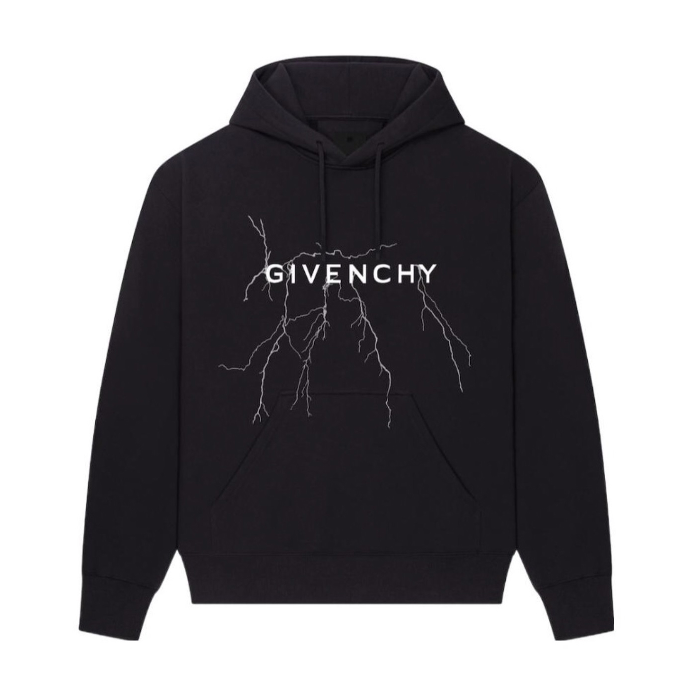 NIGO Givenchy Men's Autumn/Winter Black Logo Lightning Print Hooded Sweatshirt Pullover #nigo97668