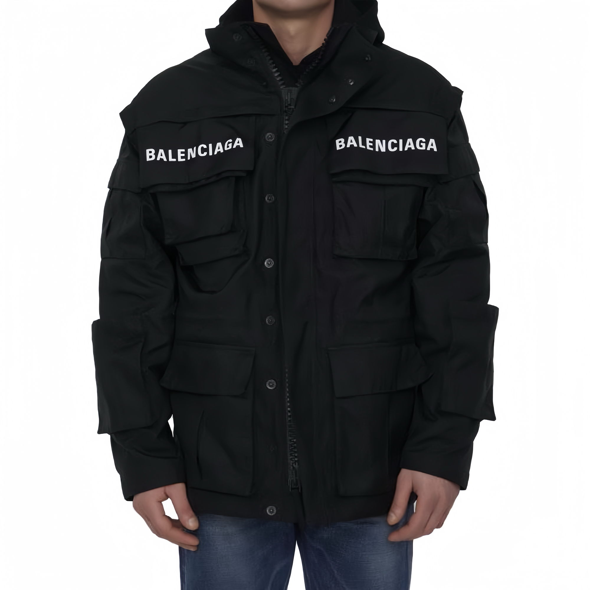 NIGO Balenciaga Men's Winter Black Letter Pocket Regular Fit Long Sleeve Hooded Jacket #nigo97664