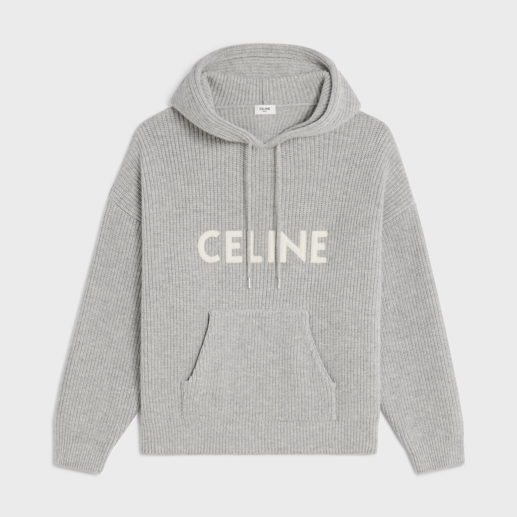 NIGO Celine Men's and Women's Autumn/Winter Grey Ribbed Wool Knit Hooded Sweatshirt Pullover #nigo97672