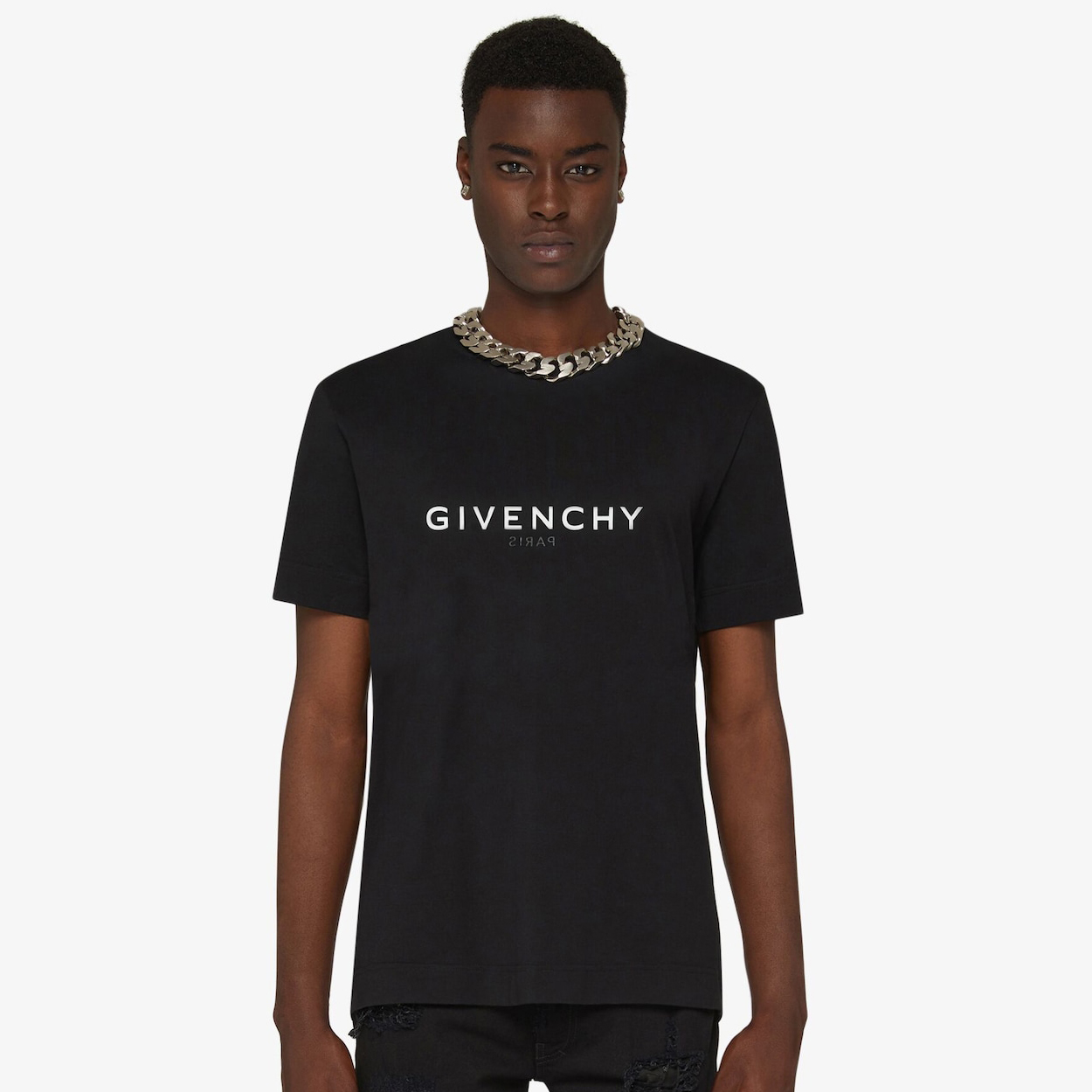 NIGO Givenchy Men's Summer Black Round Neck Short Sleeve Reverse Slim Fit T-shirt In Cotton #nigo97669