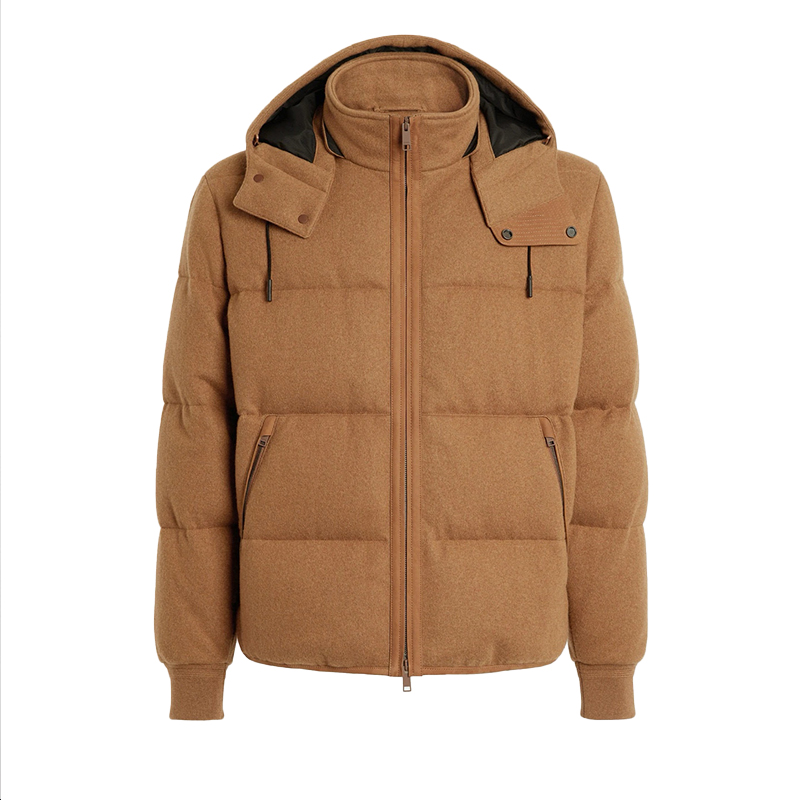 NIGO Ermenegildo Zegna Men's Autumn And Winter Solid Color Standing Collar Zipper Removable Hood Knitted Wool Down Jacket Ngvp #nigo7417