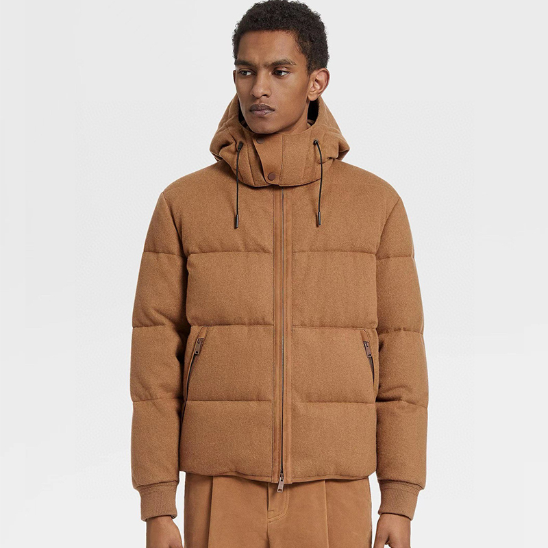 NIGO Ermenegildo Zegna Men's Autumn And Winter Solid Color Standing Collar Zipper Removable Hood Knitted Wool Down Jacket Ngvp #nigo7417