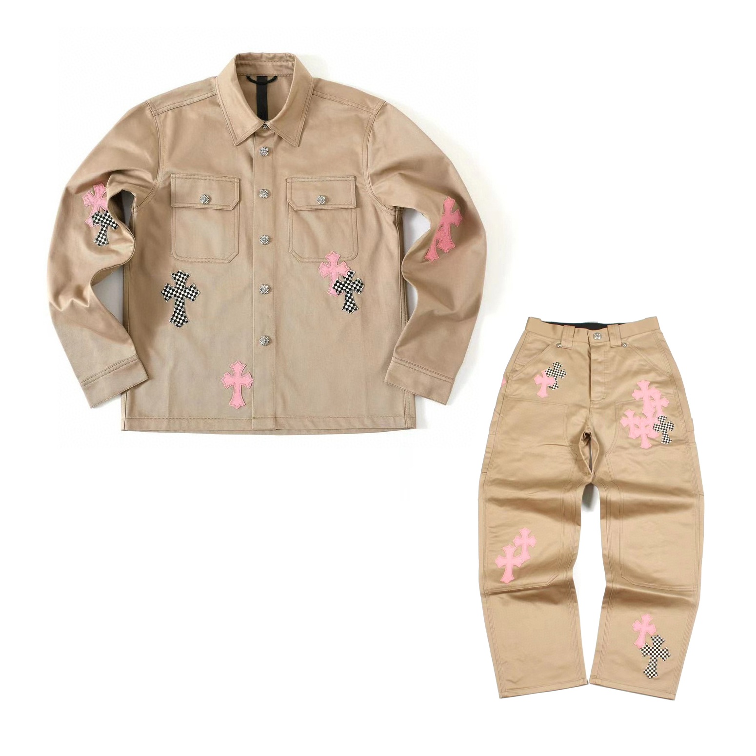 NIGO Chrome Hearts Men's Spring and Autumn Chess Check Single Breasted Lapel Cotton Jacket Pants Set Suit #nigo97685