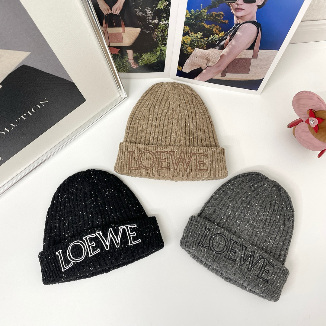 NIGO Loewe Men's and Women's Logo Letter Embroidered Ribbed Knit Fleece Cap Hat #nigo97697