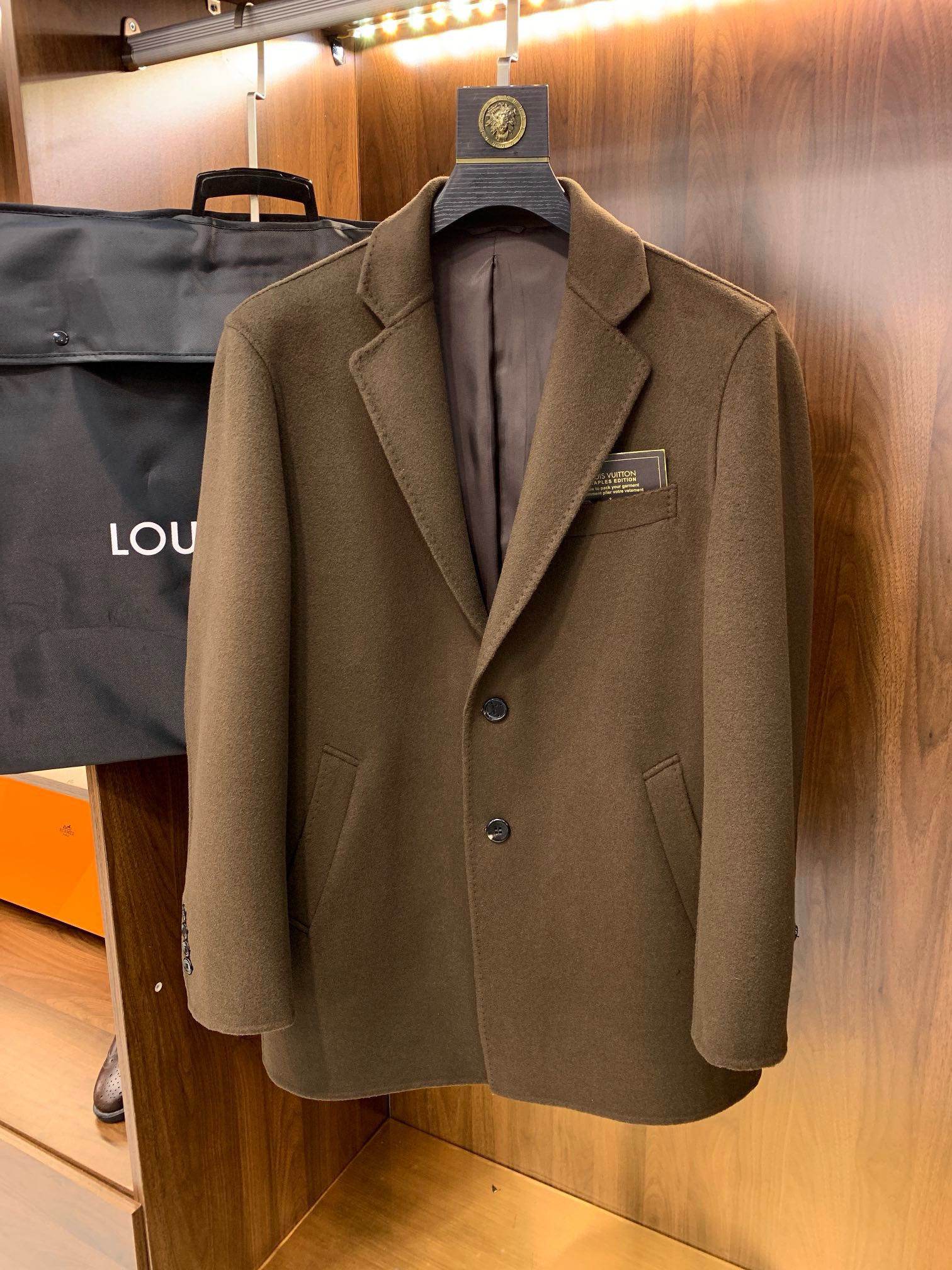 NIGO Louis Vuitton Men's Mid Length Winter Double Faced Wool And Cashmere Single Breasted Coat Jacket #nigo97696