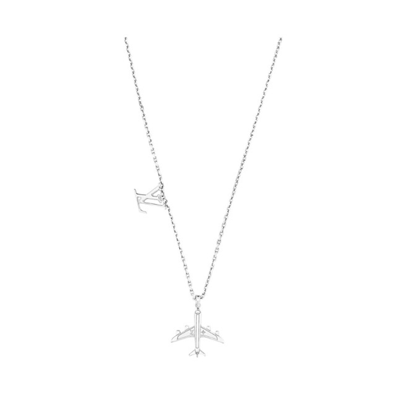 NIGO Louis Vuitton Men's Silver Simple Logo Metal Airplane Pattern Necklace Jewellery #nigo97724