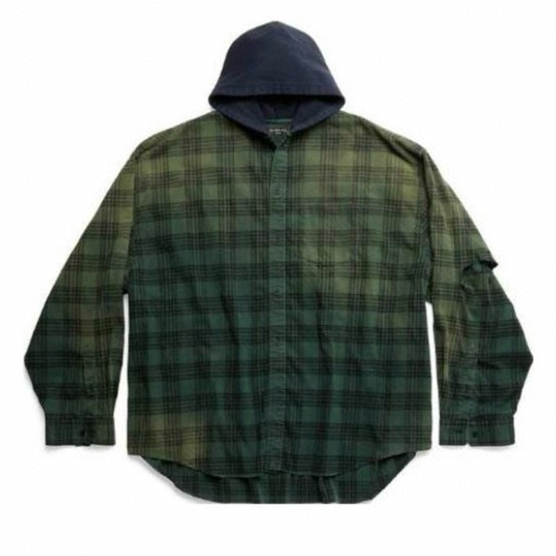 NIGO Balenciaga Men's Spring And Summer Fashion Trend Color Blocking Plaid Buttons Hooded Long-sleeved Shirt Loose Casual Ngvp #nigo7448