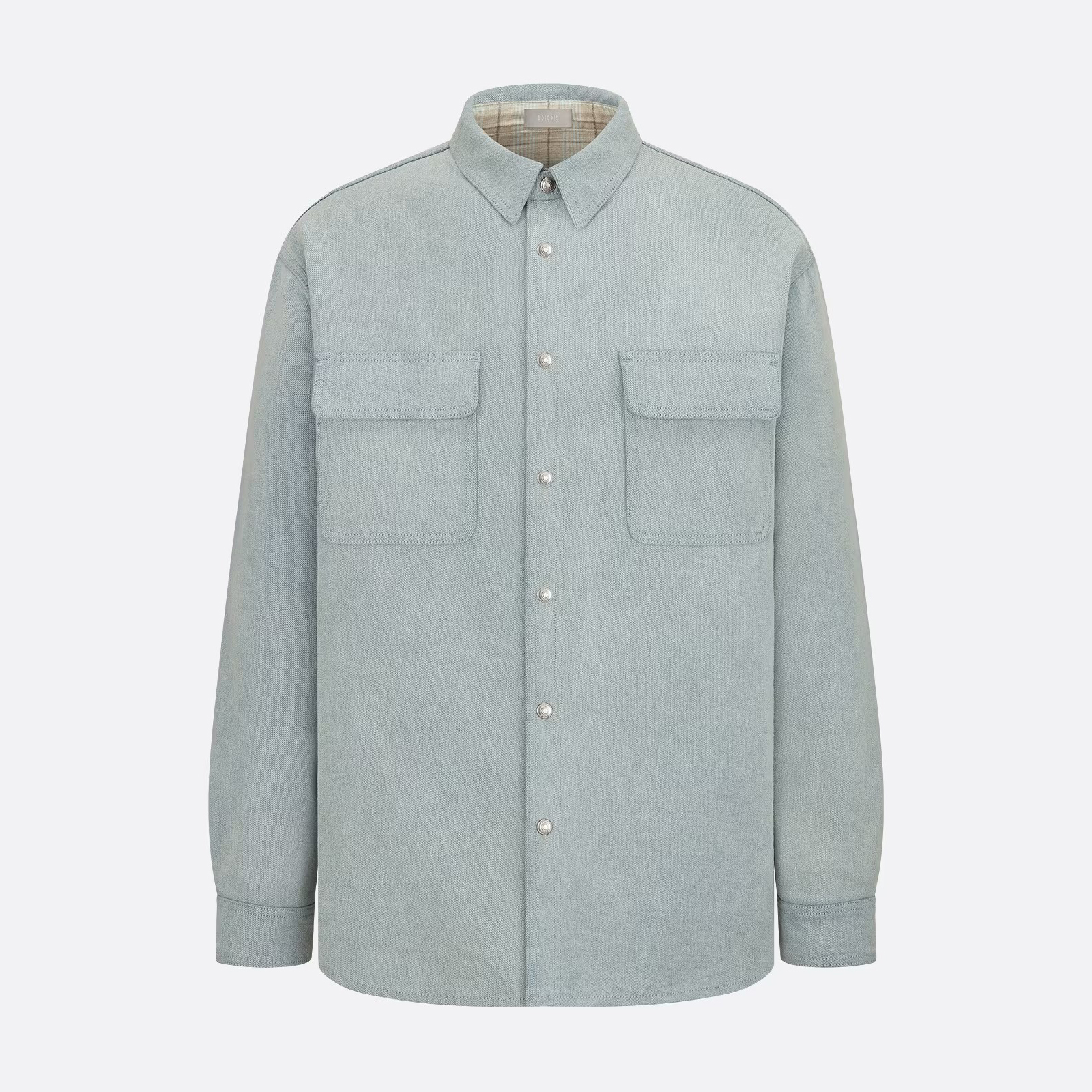 NIGO Dior Men's Spring And Autumn Long Sleeved Single Breasted Christian Couture Reversible Shirt Blue Cotton Denim #nigo97745