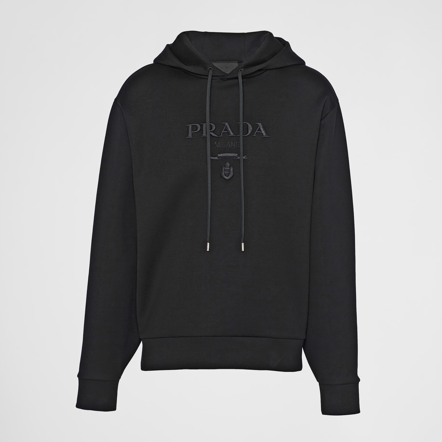 NIGO Prada Men's Autumn/Winter Black and White Embroidered Logo Drawstring Cotton Hooded Sweatshirt Pullover #nigo97749